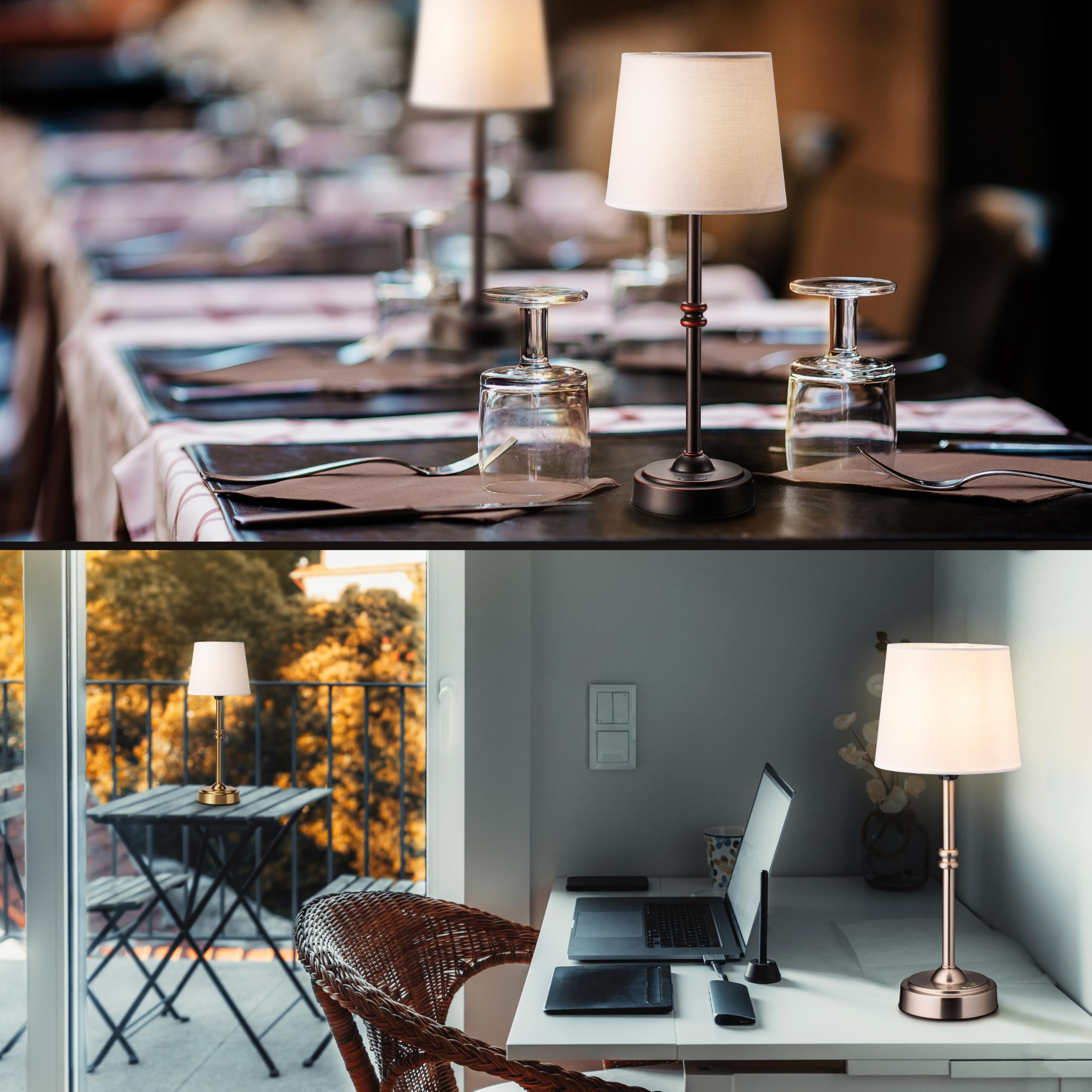 O'Bright O’Bright Seraph - Cordless Led Table Lamp With Dimmer, Built-In Rechargeable Battery, 3-Level Brightness, Patio Table Lamp, Bedside Night Lamp, Ambient Light For Restaurant, Oil Rubbed Bronze