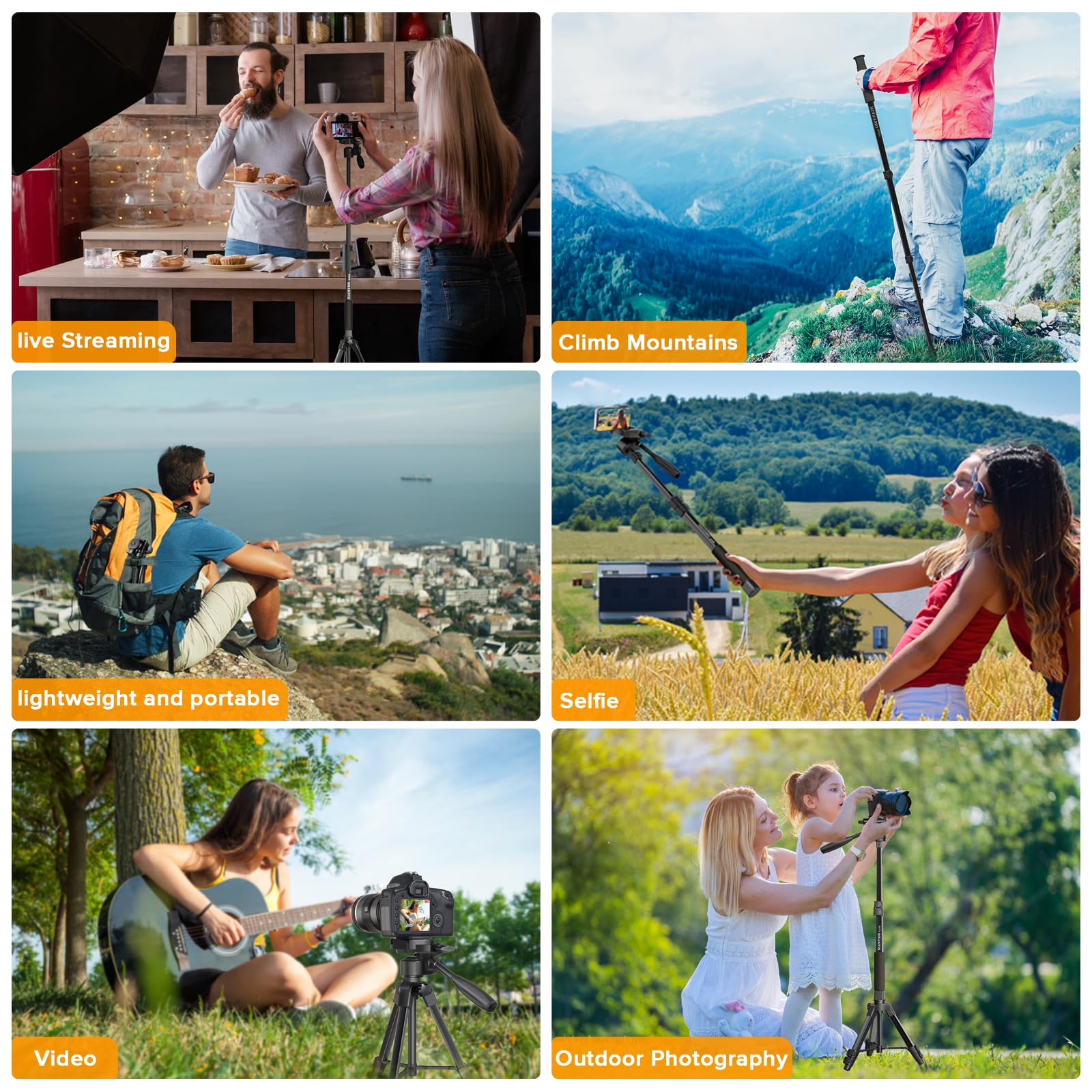 Nianyiso Professional Camera Tripod 66.7 Inch Portable Tripod For Photography, Heavy Duty Aluminum Phone Tripods, Compatible With Camera And Iphone For Video Shooting Travel
