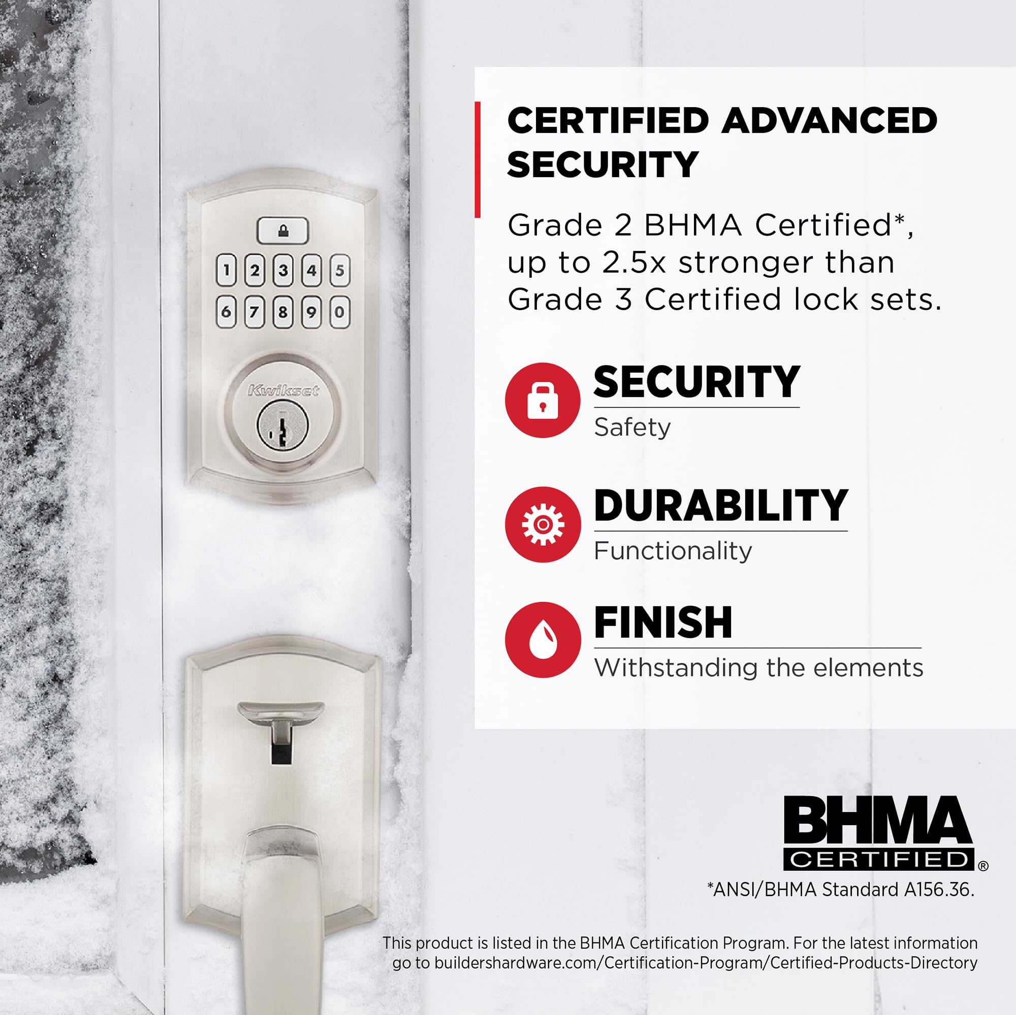 Kwikset Smartcode 260 Keyless Entry Electronic Keypad Deadbolt Door Lock With Auto-Lock, Custom User Codes, Advanced Security In Satin Nickel Traditional
