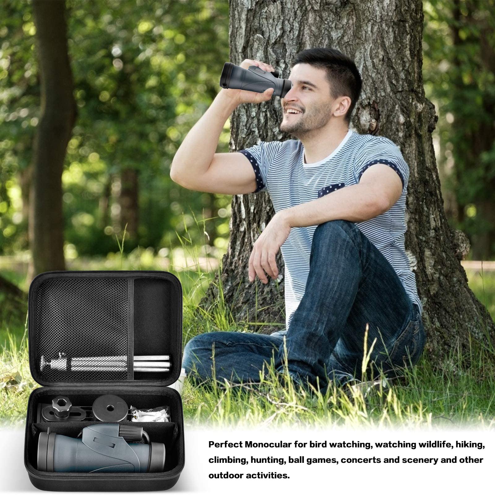 Comecase Monocular Telescope Case Compatible With Gosky 12X55/ For Eullsi/For Physiophyx 80X100/ For Pankoo 12X50/ For Titan 12X55 High Definition Monocular Telescope And Smartphone Holder & Tripod-Bag Only