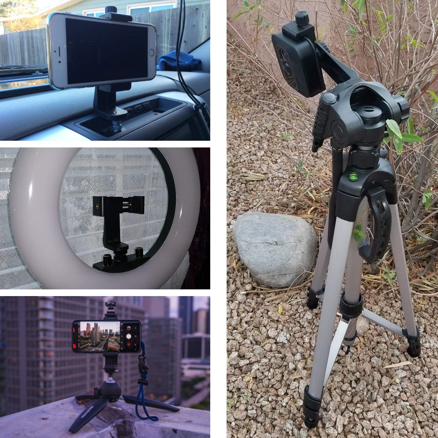 Qieimufhd Universal Smartphone Mount Holder – Compatible With Tripods & Stands (1/4 Inch Screw). Rotates 360° For Vertical & Horizontal Adjustments. Secure Grip For All Phones