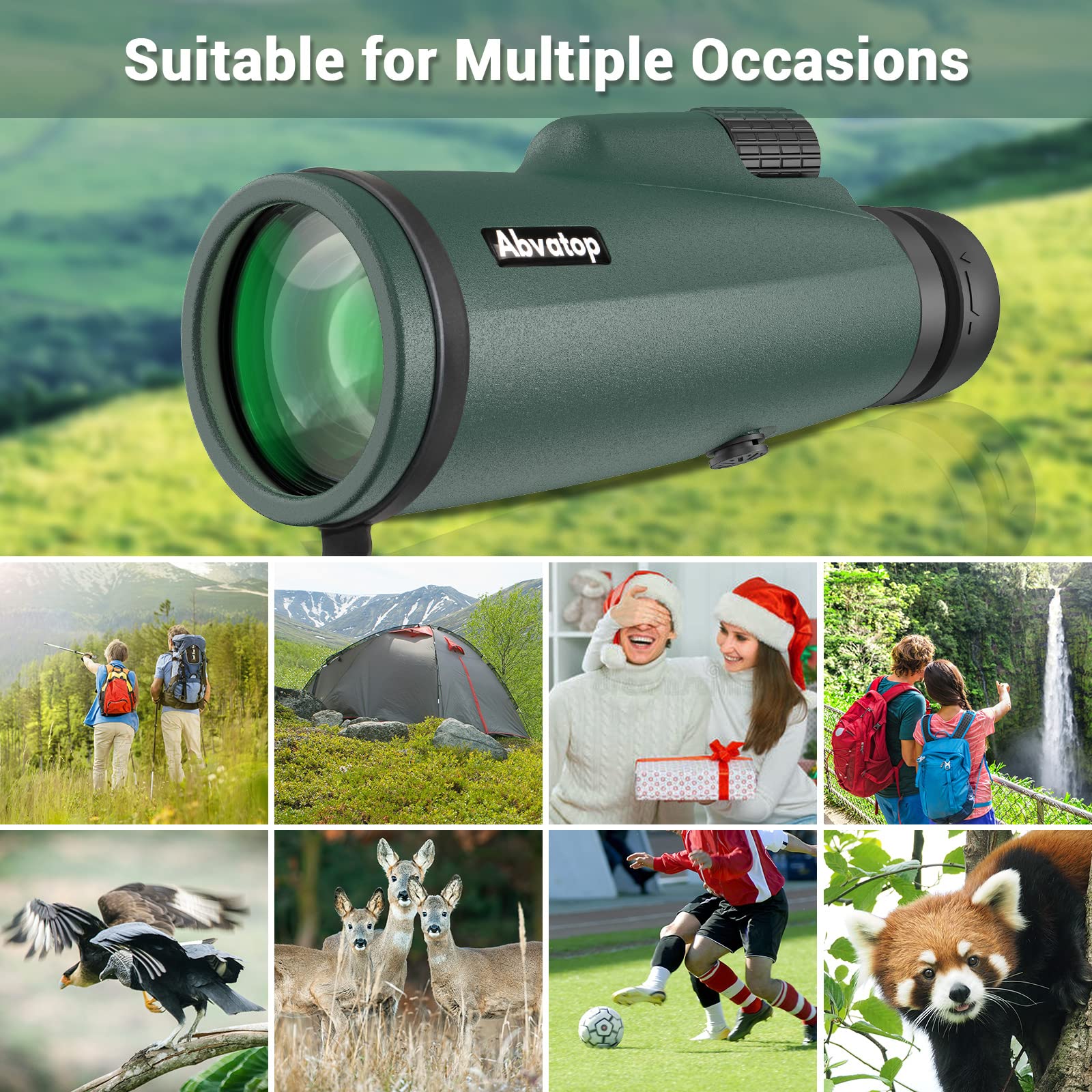 Abvatop 15X50 Monocular Telescope For Smartphone, Monoculars For Adults High Powered High-Definition Portable Handheld Telescope With Phone Adapter Bak4 Prism Fmc Lens For Hiking Hunting Camping Bird Watching