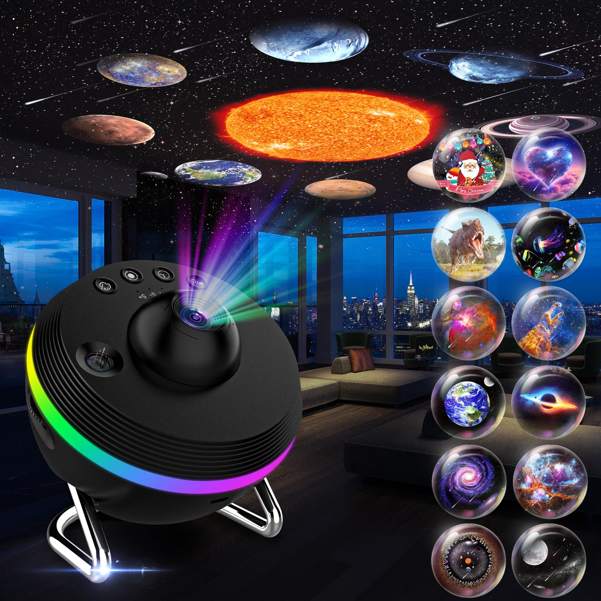 Flylily Star Projector, 13 In 1 Hd Planetarium Galaxy Projector For Bedroom, Star Projector Galaxy Light With Timer, Meteor & Rgb Lighting Effects, Space Night Light Projector For Kids, Adults