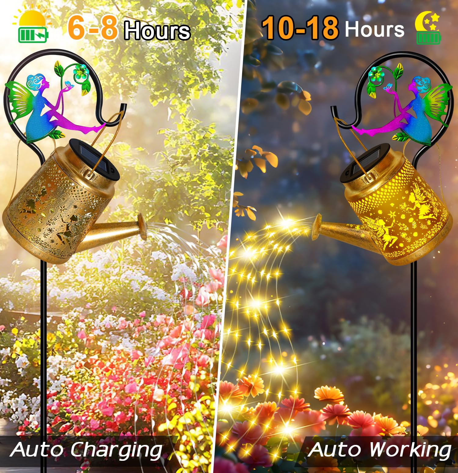 Ostritec Solar Watering Can Lights Outdoor Garden Decor, Large Fairy Hanging Lantern With Shepherd Hook, Waterproof Garden Lights For Outdoor Landscape Pathway Yard, Garden Gift For Mom Grandma