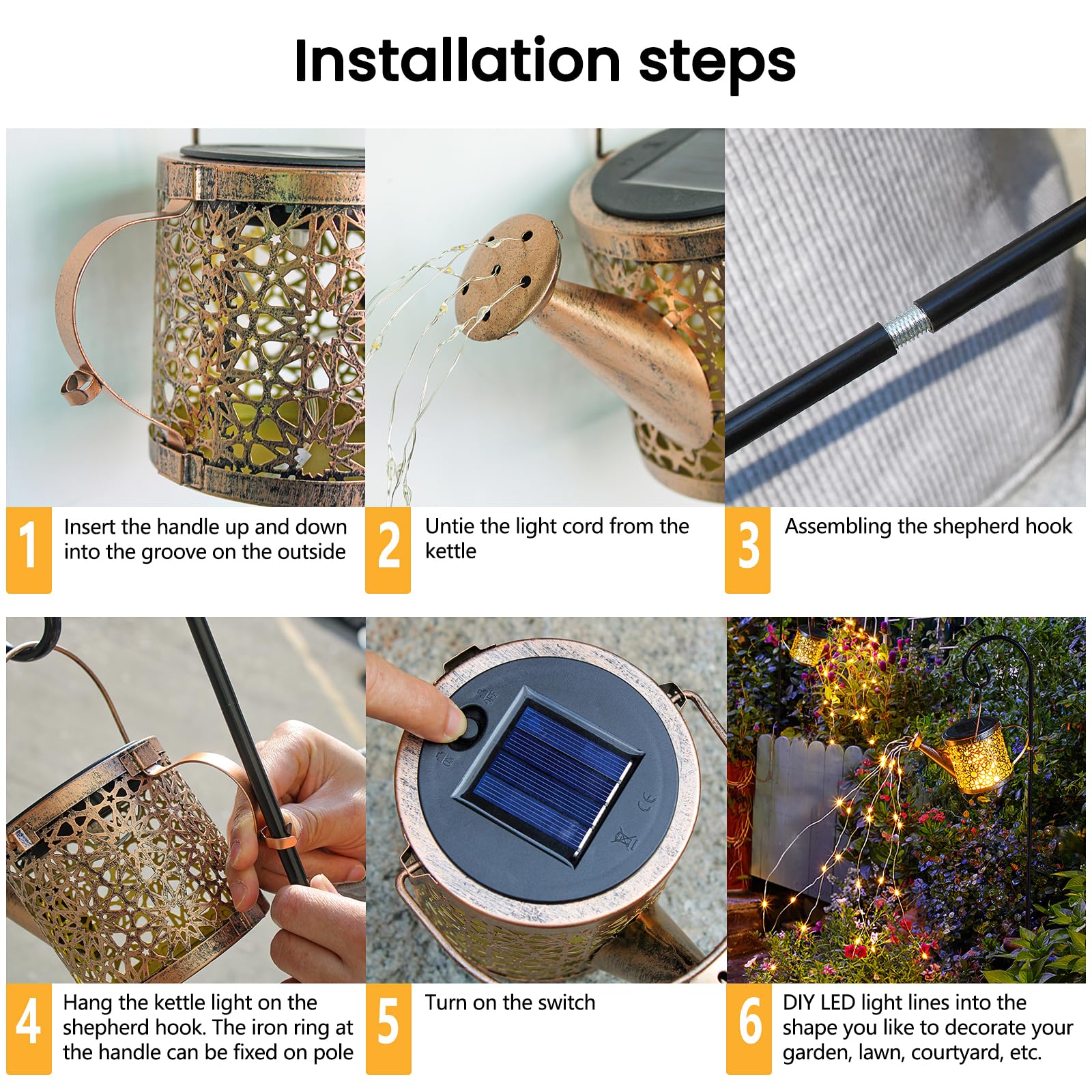 Misawce Solar Lights Outdoor Decorative, Metal Solar Watering Can Lights Waterproof, Small Hanging Solar Garden Decor Yard Lights Outside Patio Lawn,  For Mom Grandma Women Birthday(Warm White)