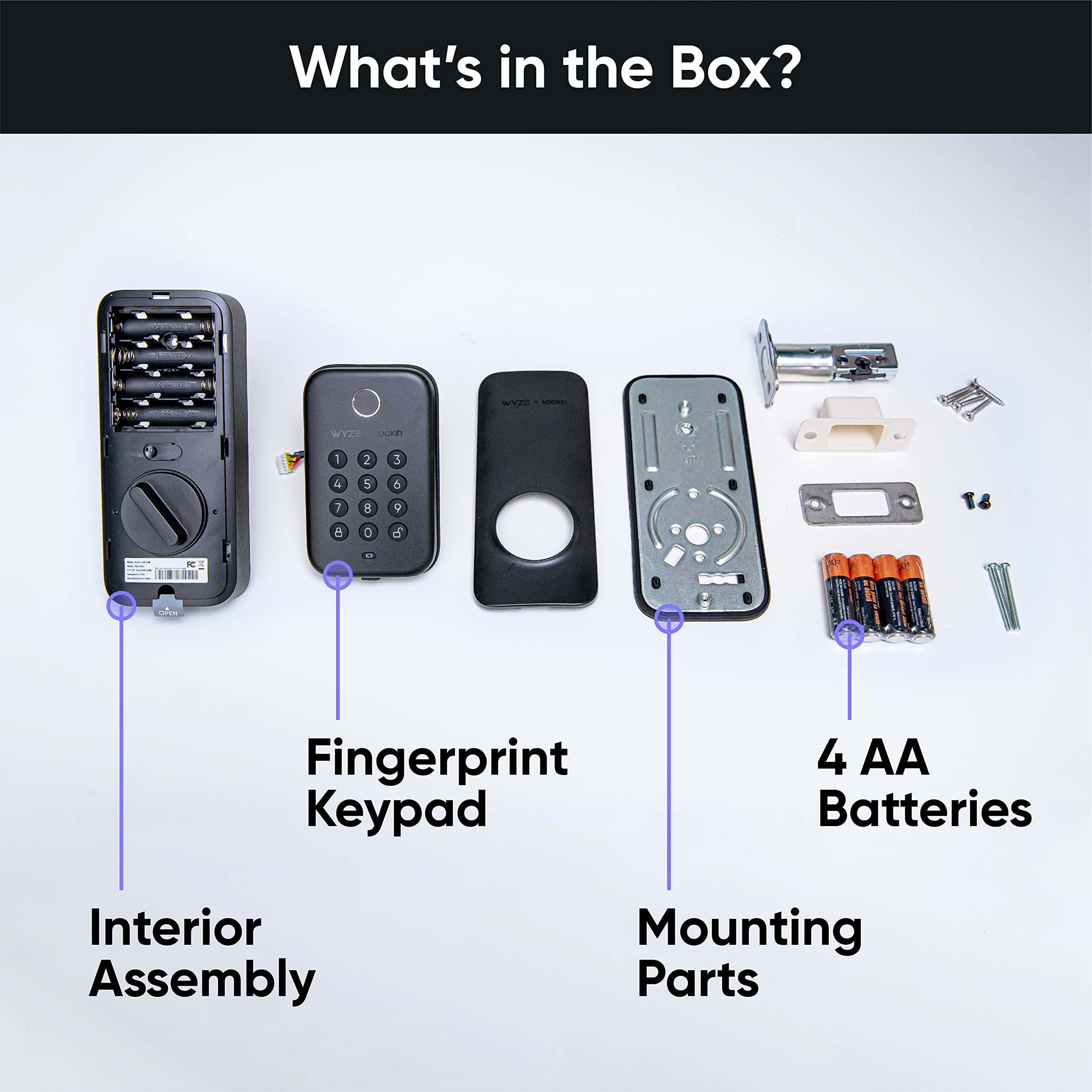 Wyze Auto-Lock Bolt, Fingerprint Keyless Entry Door Smart Bluetooth Deadbolt Replacement, Backlit Keypad, Ipx5 Weatherproof, In-App History And Scheduled Access, Bhma, Ul 20-Min Fire Rated
