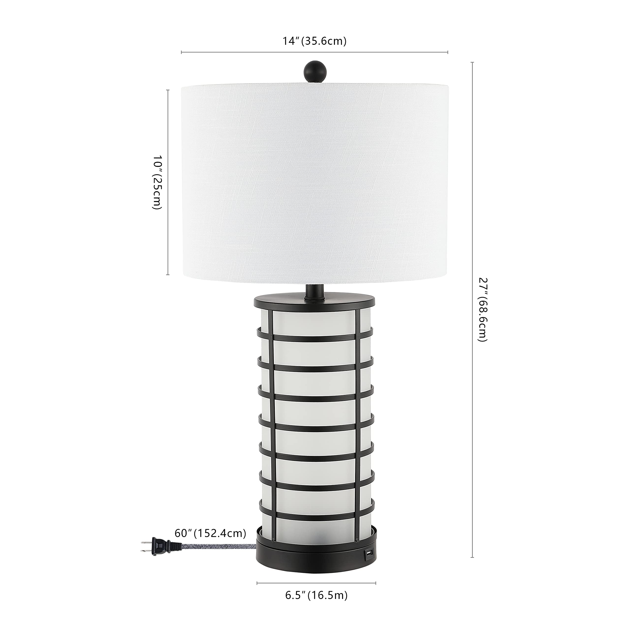 Jonathan Y Jyl8502A Jayce 27" Modern Industrial Iron Nightlight Led Table Lamp With Usb Charging Port Coastal Contemporary Bedside Desk Nightstand Lamp For Bedroom Living Room Office, Black
