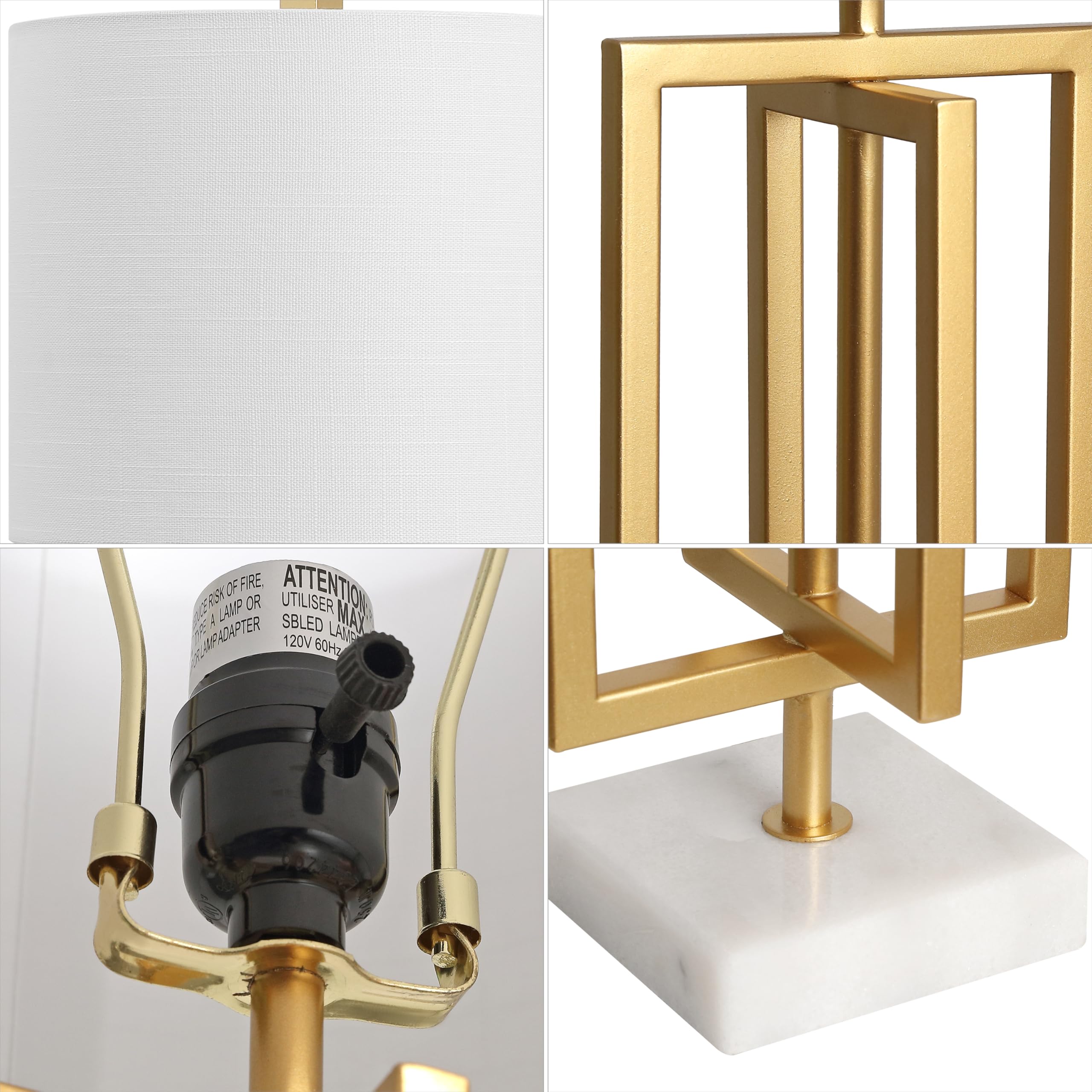 Jonathan Y Jyl1039A Anya 20.25" Metal/Marble Led Table Lamp Glam Contemporary Modern Bedside Desk Nightstand Lamp For Bedroom Living Room Office College Bookcase Led Bulb Included, Gold