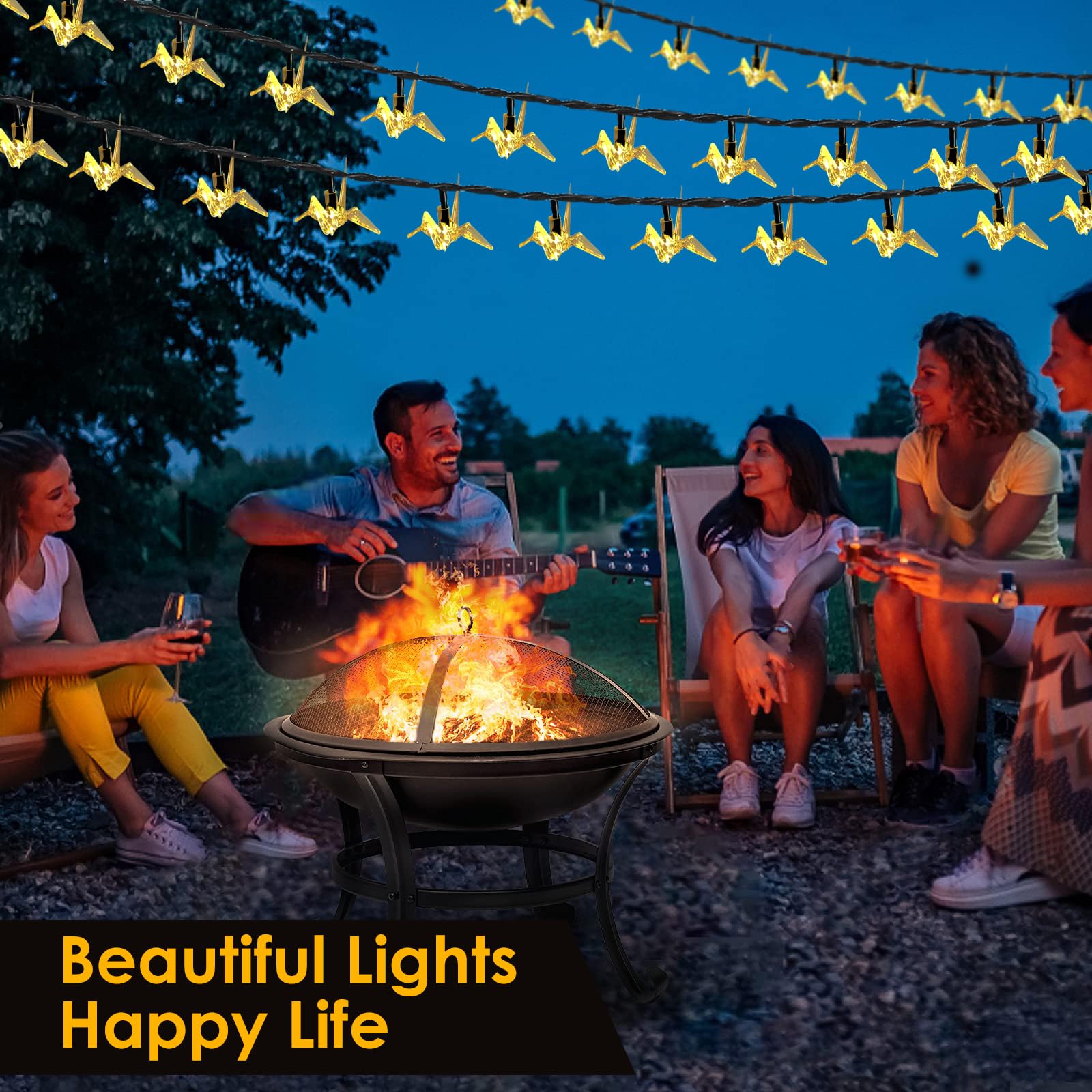 Evicyego Thousand Paper Cranes Solar Lights Outdoor,21Ft Solar String Lights With 30Led Realistic Crystal Cranes, Warmwhite Twinkle Cranes Lights For Home Garden Yard Porch Patio Christmas Party Decor