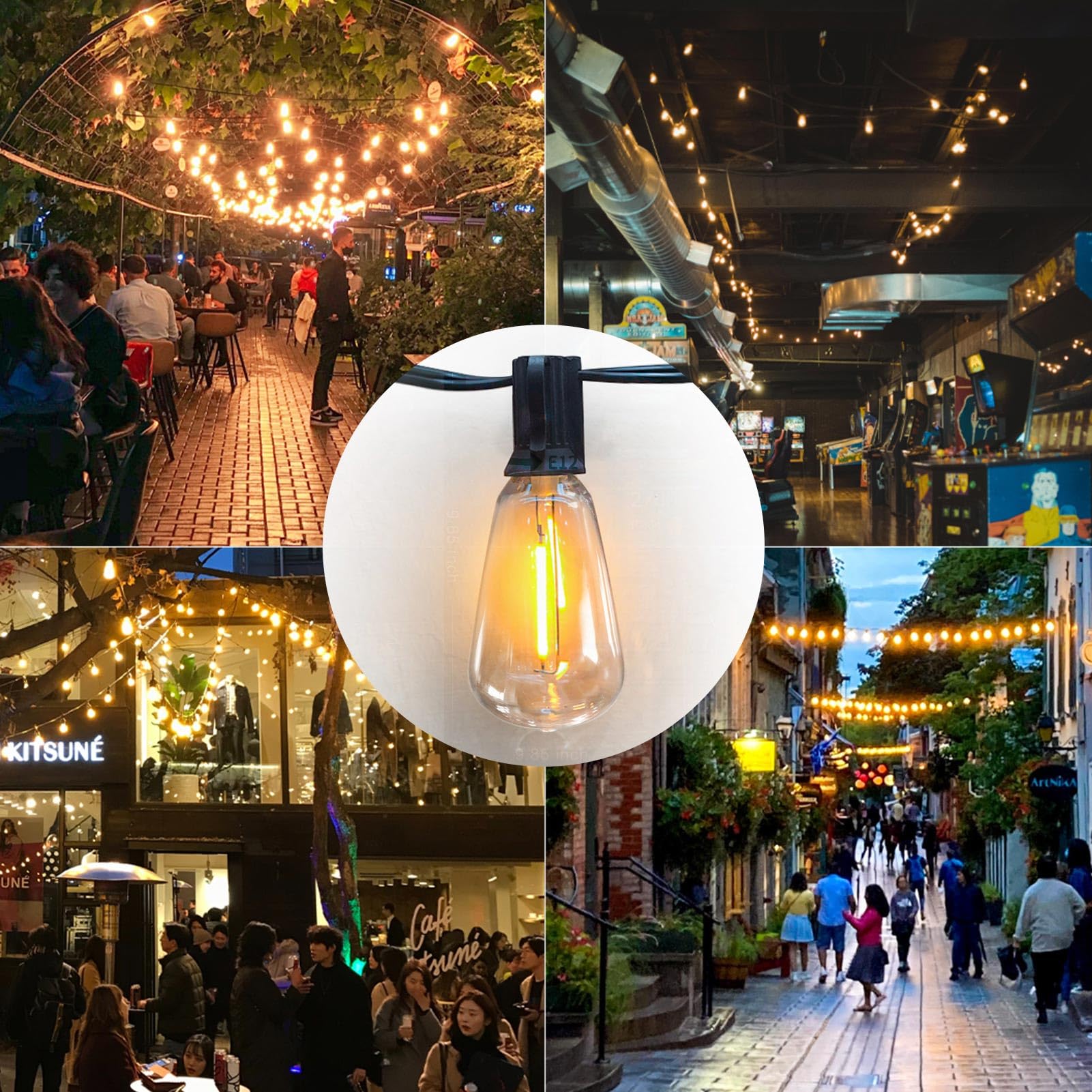 Meidaoduo 300Ft Edison String Lights Outdoor Waterproof With 150+6 Extral Led Shatterproof St38 Edison Bulbs 2200K For Outside Patio Pergola Backyard Bistro Lights, 3 X 100Ft Connectable