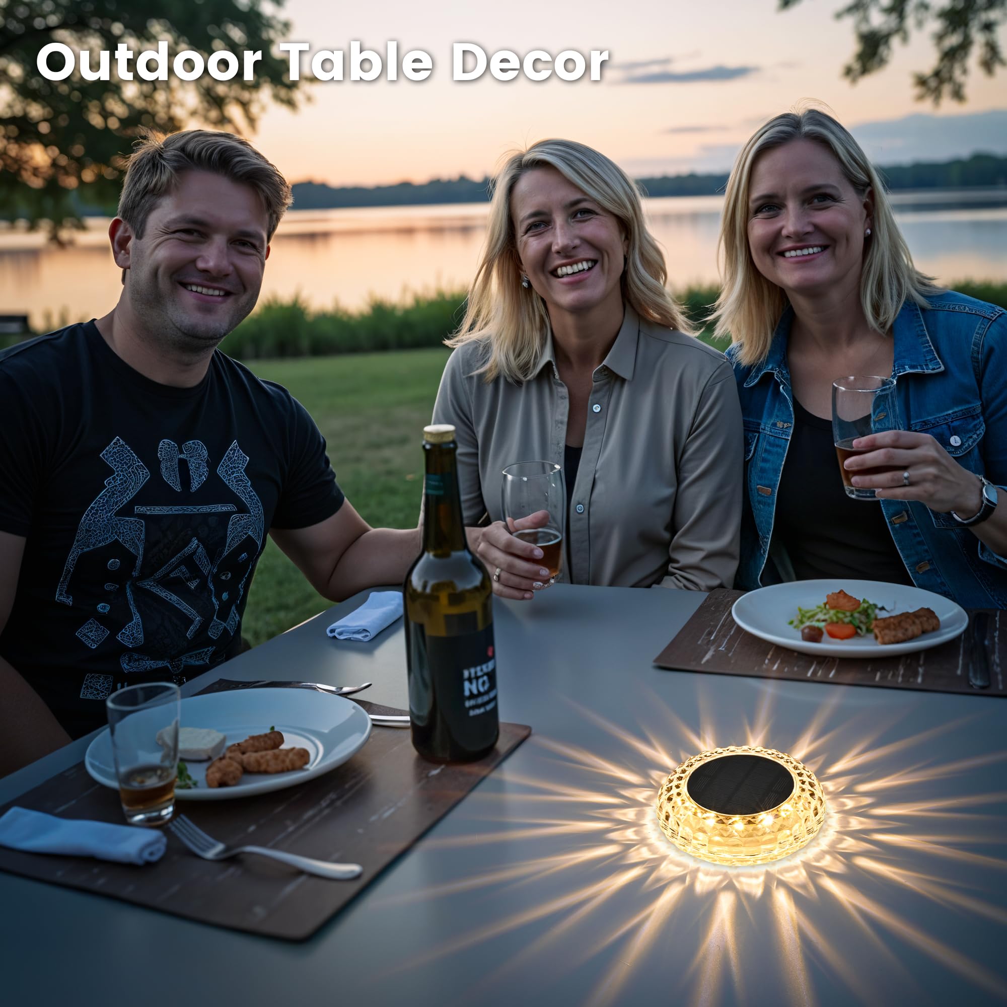 Solpex Solar Powered Outdoor Table Light, Waterproof Led Disk Light With 2 Lighting Modes, Night Light For Garden, Party, Yard, Table Decor (1 Pack)