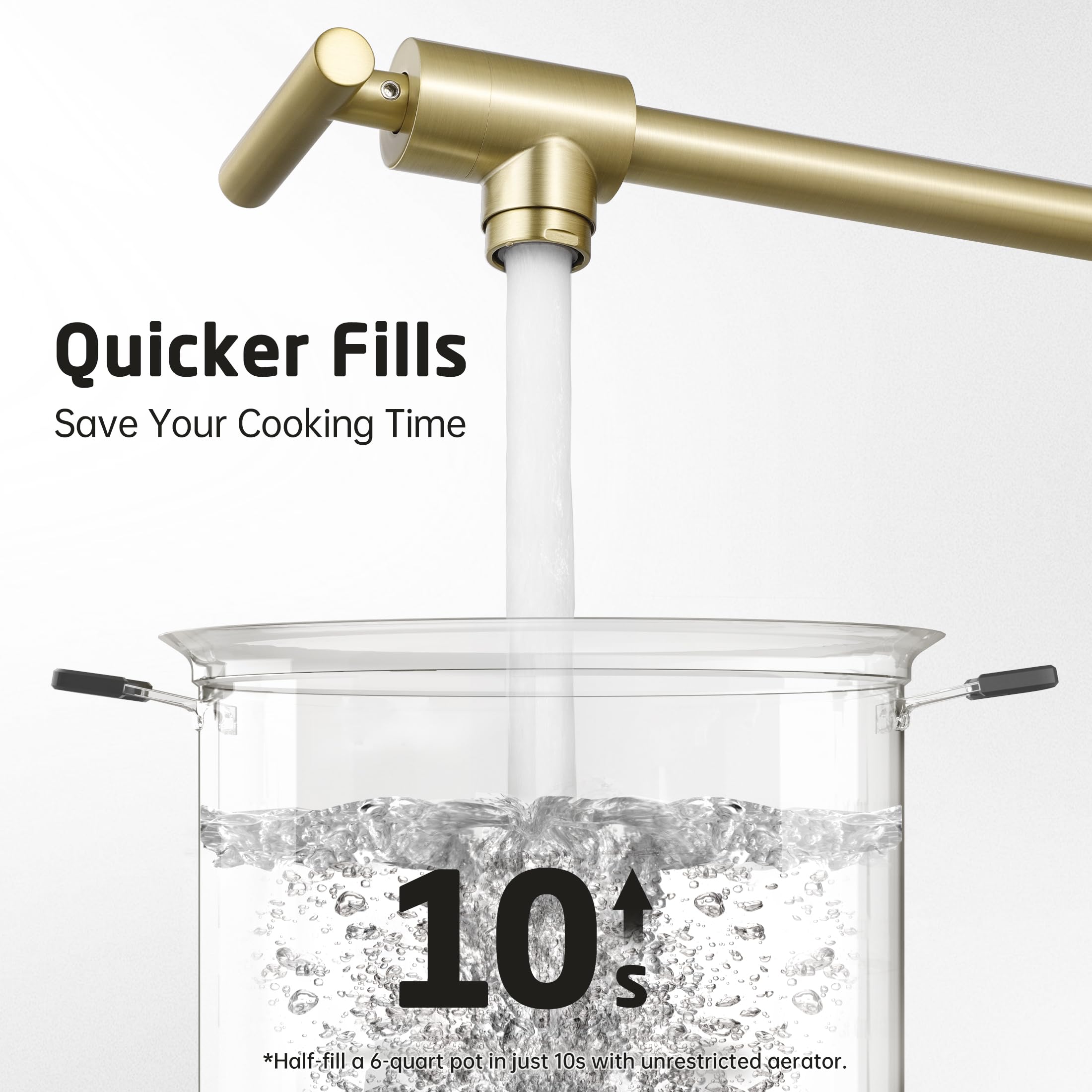 Kes Gold Pot Filler With Heat-Resistant Cartridge, 26" Brushed Gold Pot Filler Faucet Over Stove, Wall Mount Kitchen Faucet Double Joints, Stainless Steel, Nsf , Kn927Lff18-Bz
