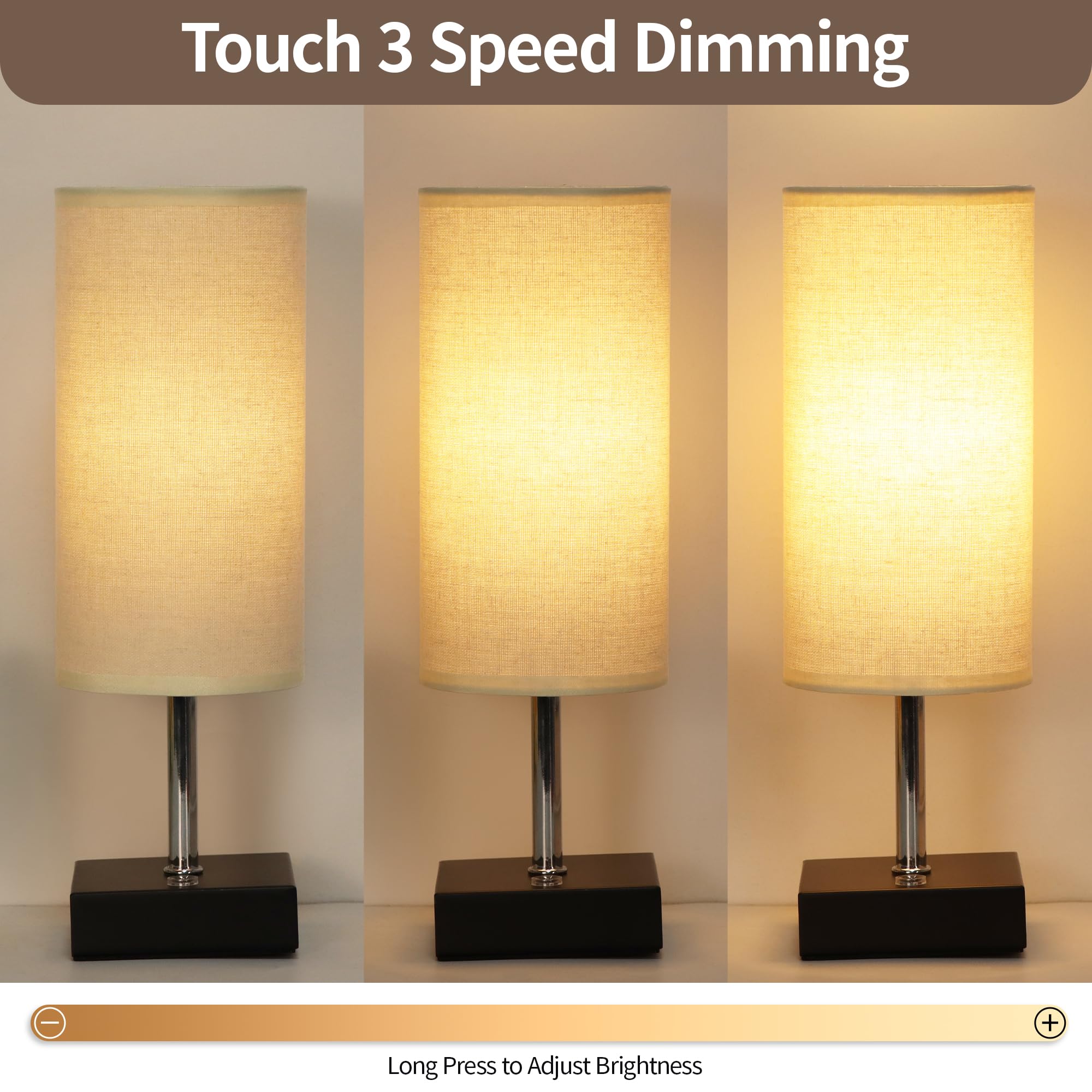 Plmmy Cordless Table Lamp, Battery Operated Lamp Touch Dimmable,Rechargeable Lamp For Nightstand, Battery Powered Wireless Table Lamp For Decor, Living Room, Dorm-2Pack