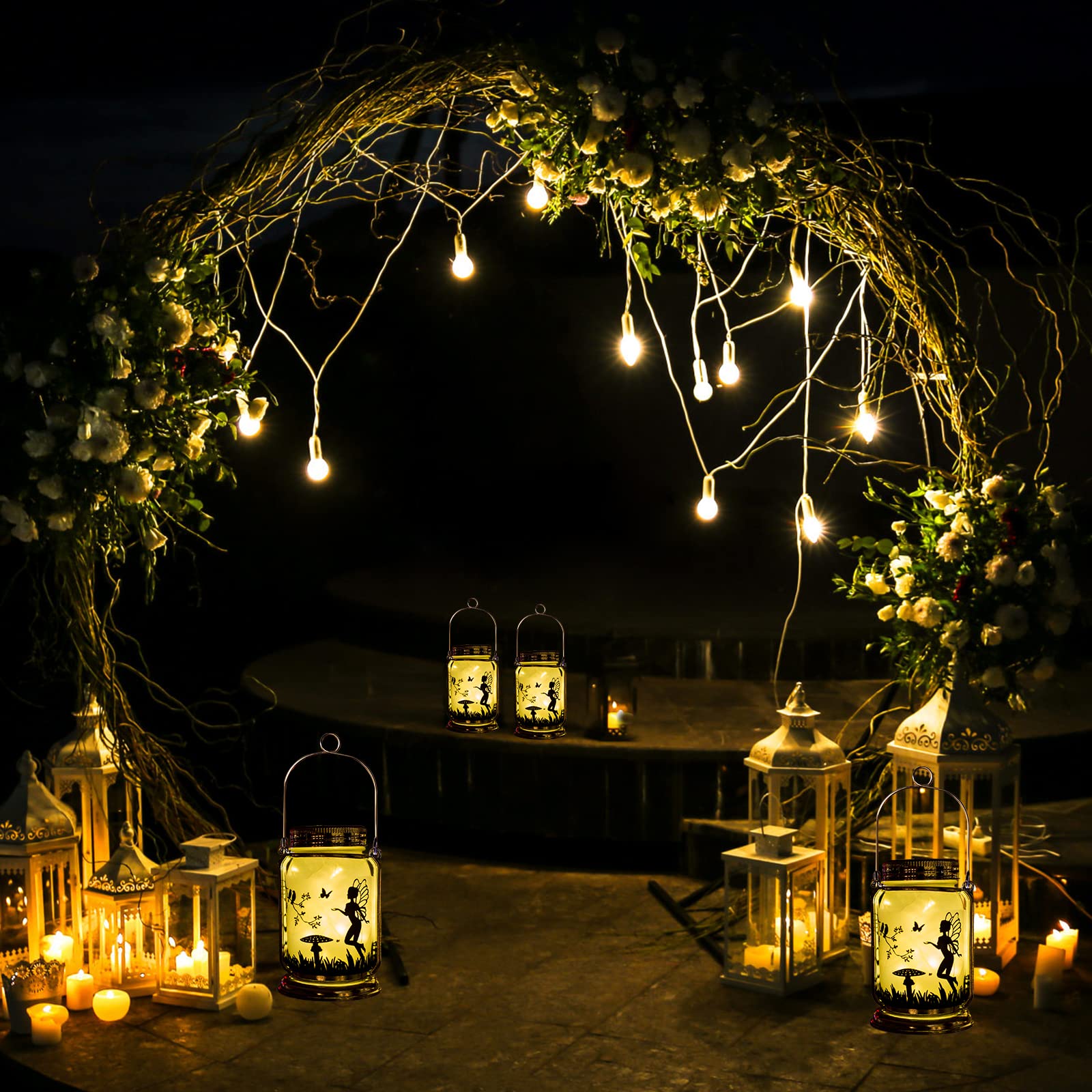 Vcdsoy 2 Pack Solar Hanging Mason Jar Lantern-  For Mom Women Grandma ,Outdoor Ornaments Decorations- Solar Fairies Night Lights With Stakes Frosted Glass Waterproof Jar For Yard Patio Lawn