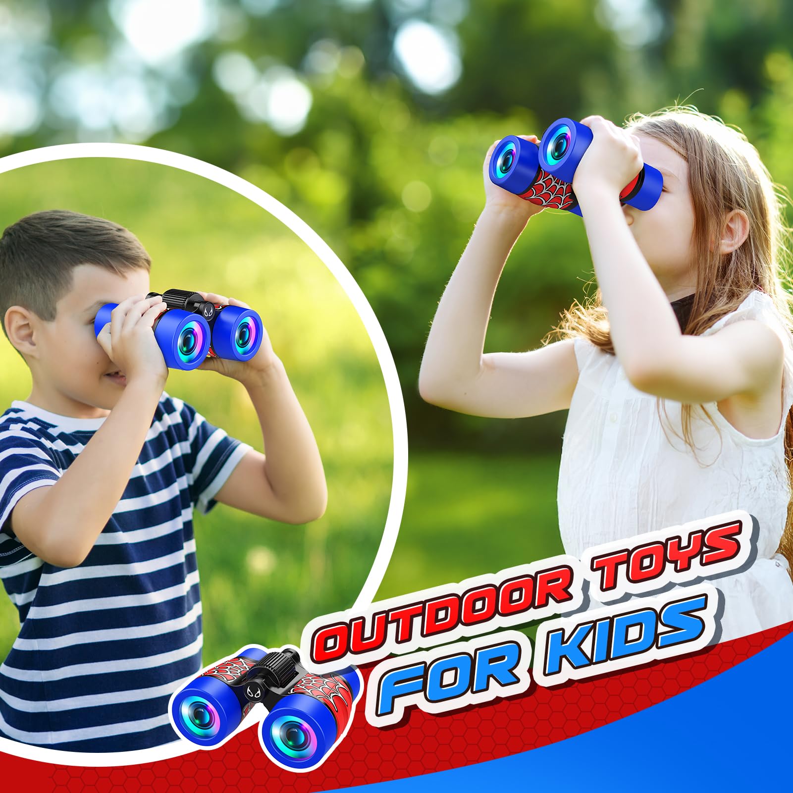 Spidolapse Binoculars Toys For Kids Ages 3-8: Outdoor Adventure Toy With Bird Watching Guide For 4 5 6 7 8 Year Old Boys Girls Birthday  Toddler Travel Camping Binoculars Toy Age 4-6