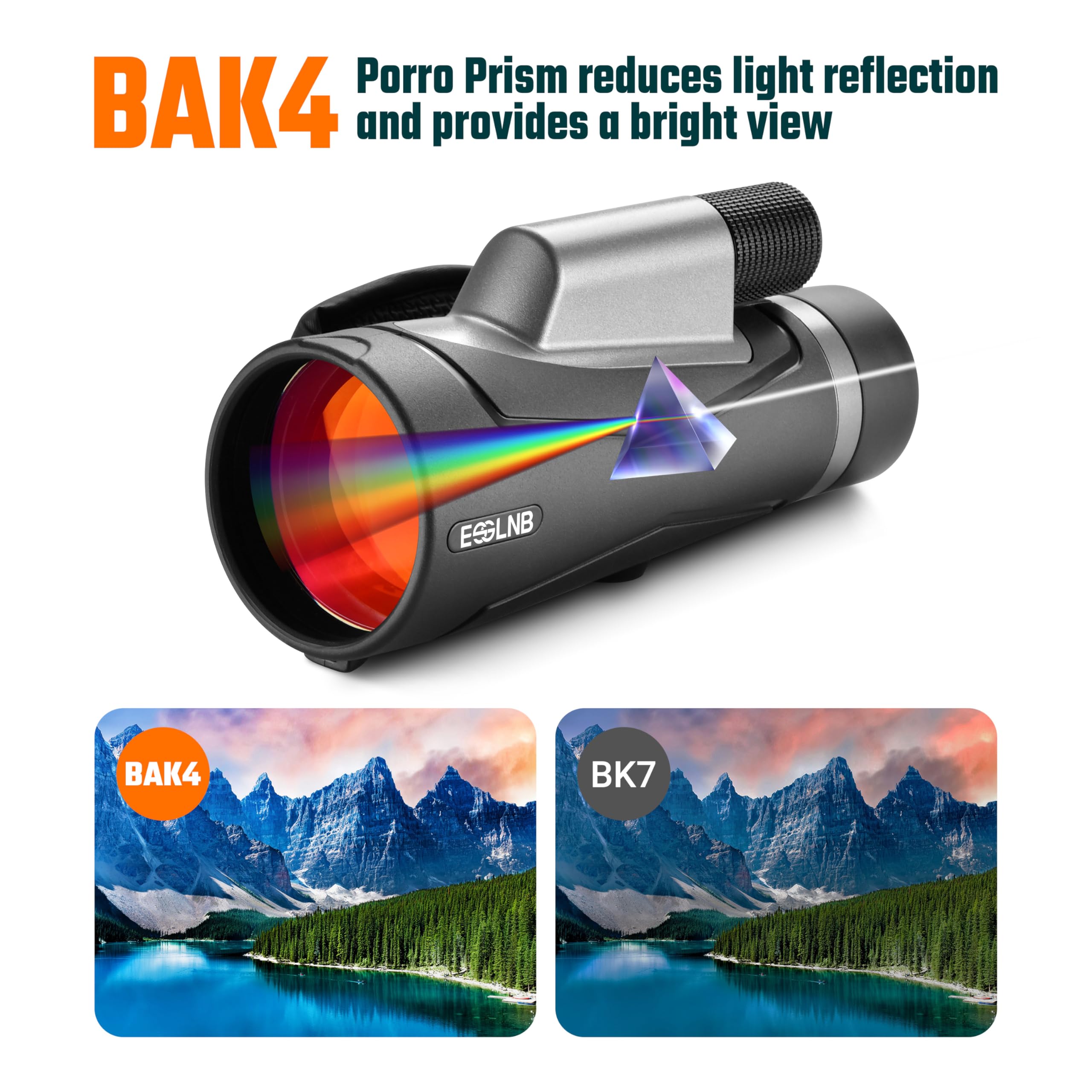Esslnb Monocular Telescope, 10X56 Ed High Power Monocular For Adults, Lightweight Waterproof Monocular With Bak4 Prism & Fmc Lens Suitable For Bird Watching Hiking Camping Hunting