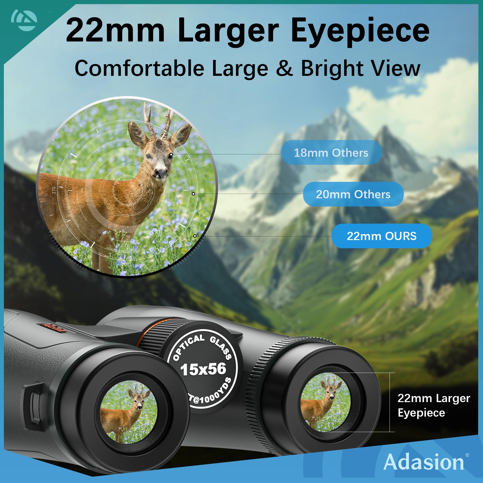 Adasion 15X56 Uhd Binoculars For Adults High Powered With Phone Adapter And Tripod, Super Powerful Bak4 Prism Waterproof Binoculars For Hunting Stargazing Bird Watching Hiking Safari Travel Sports