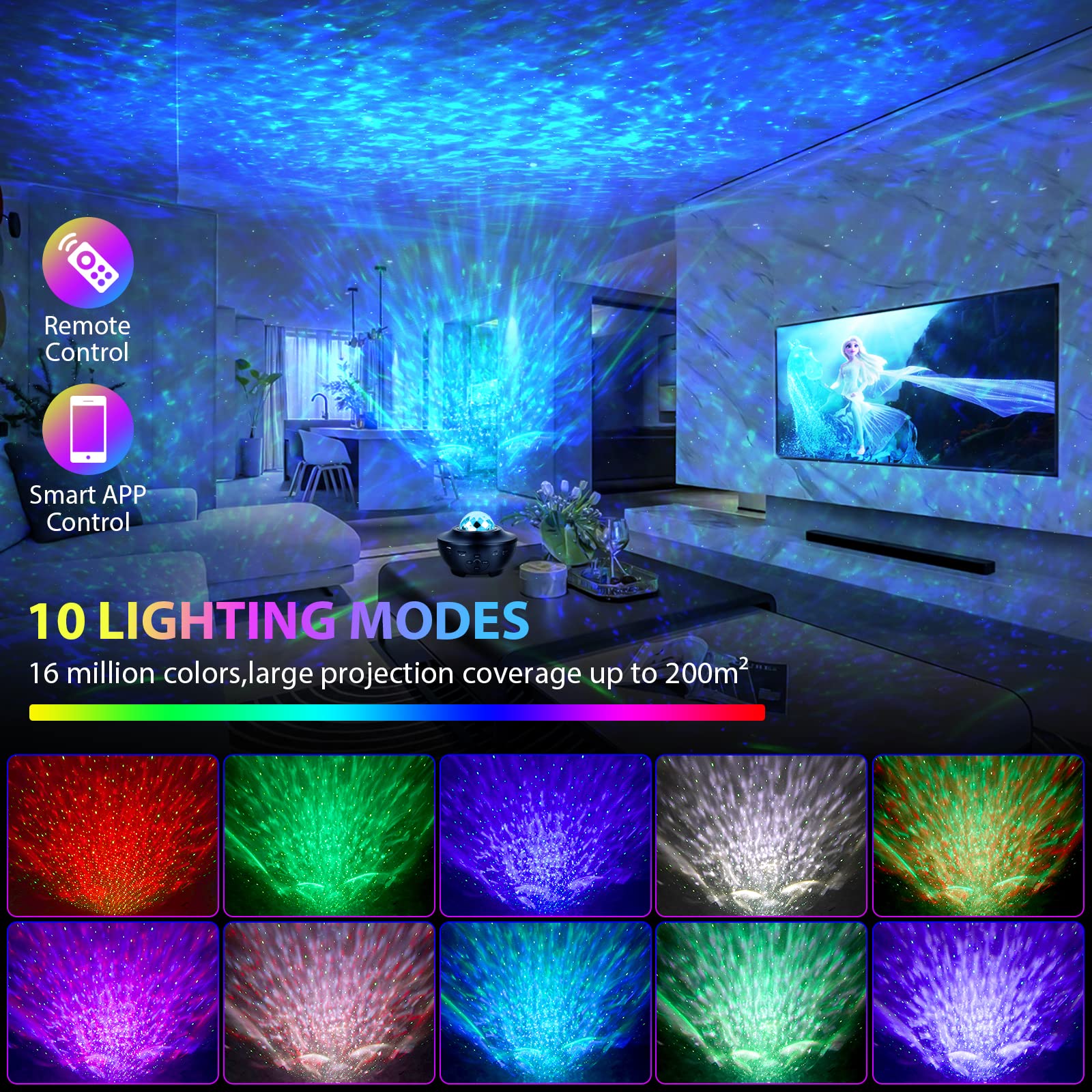 Zamoo Star Projector, Galaxy Projector For Bedroom, Led Night Light Projector With Bluetooth Speaker, Timer, Remote Control,  For Kids, Adults, Christmas, Birthday