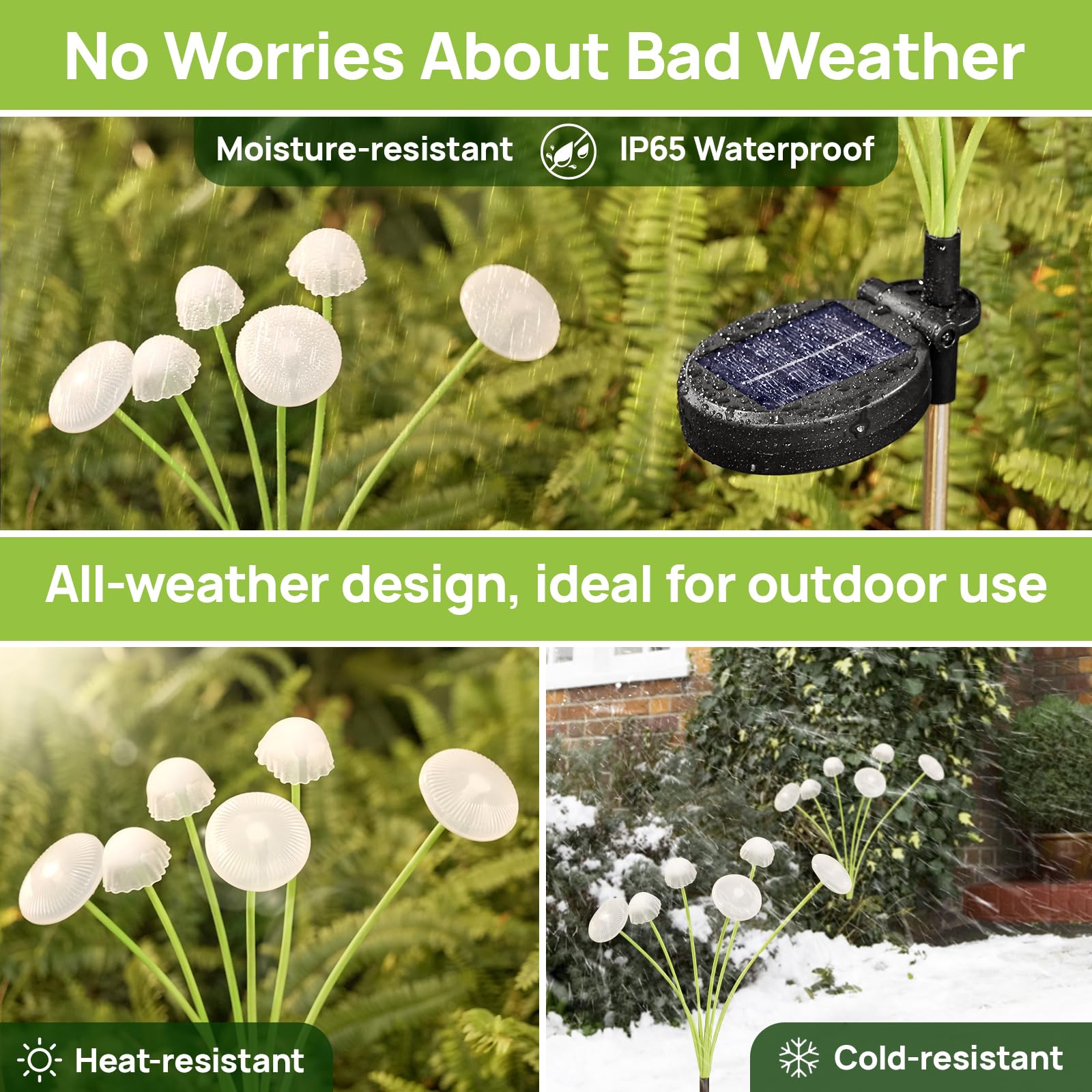 Rieyue Solar Garden Lights, 4-Pack Dual Mode Led Solar Mushroom Lights, Waterproof Firefly Outdoor Decor For Yard, Patio, And Pathway – Warm White Jellyfish Ambiance