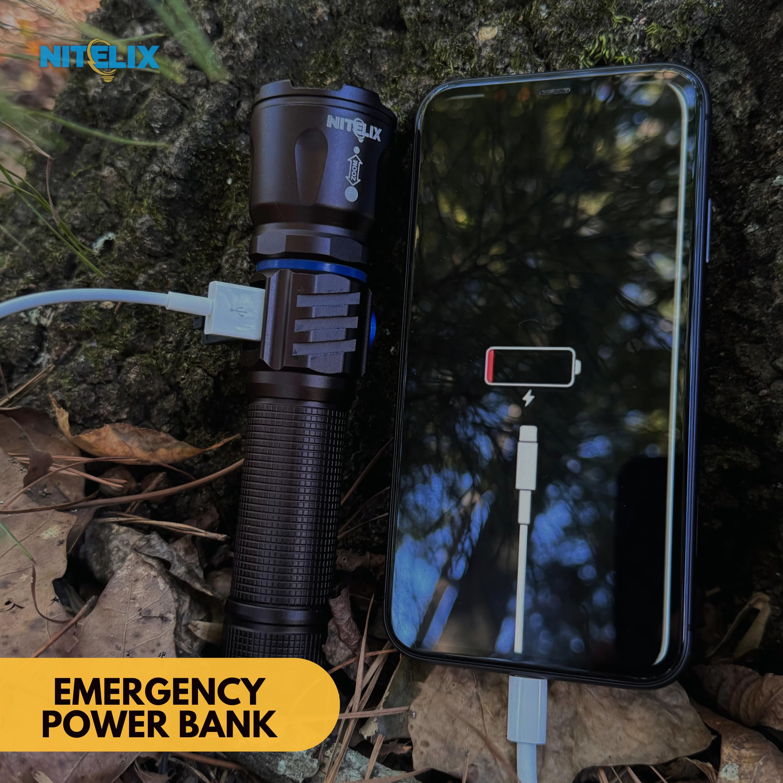 Nitelix Small Rechargeable Bright Flashlight With Holster - High Lumens Led Flashlights For Home, Walking At Night & Emergencies - Powerful, Brightest Flash Lights, High Powered Linterna Recargable
