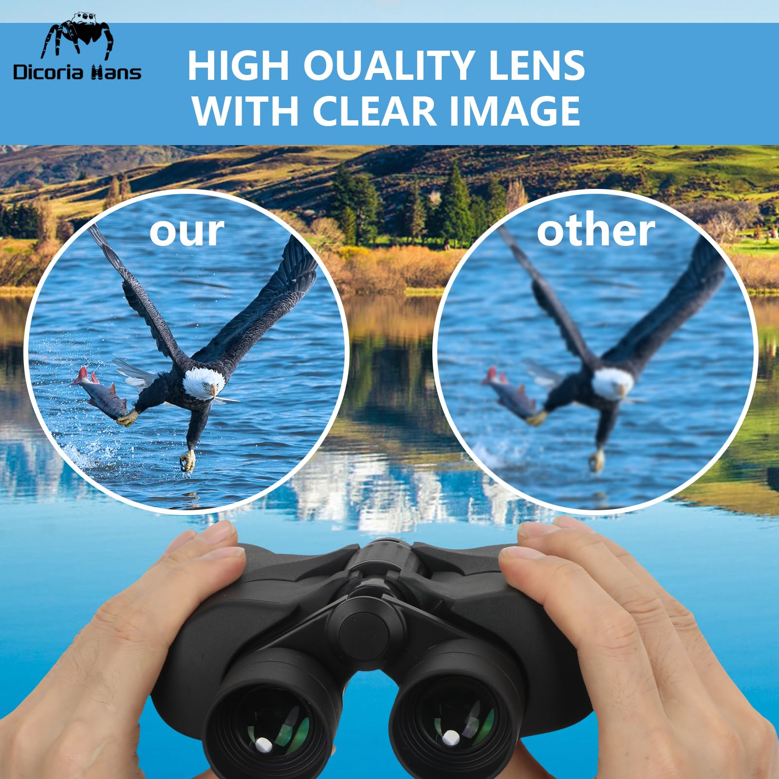 Dicoria Hans 8X40 Binoculars For Adults High Powered, Military Compact Hd Professional/Daily Waterproof Binoculars Telescope For Bird Watching Travel Hunting Football Games Stargazing