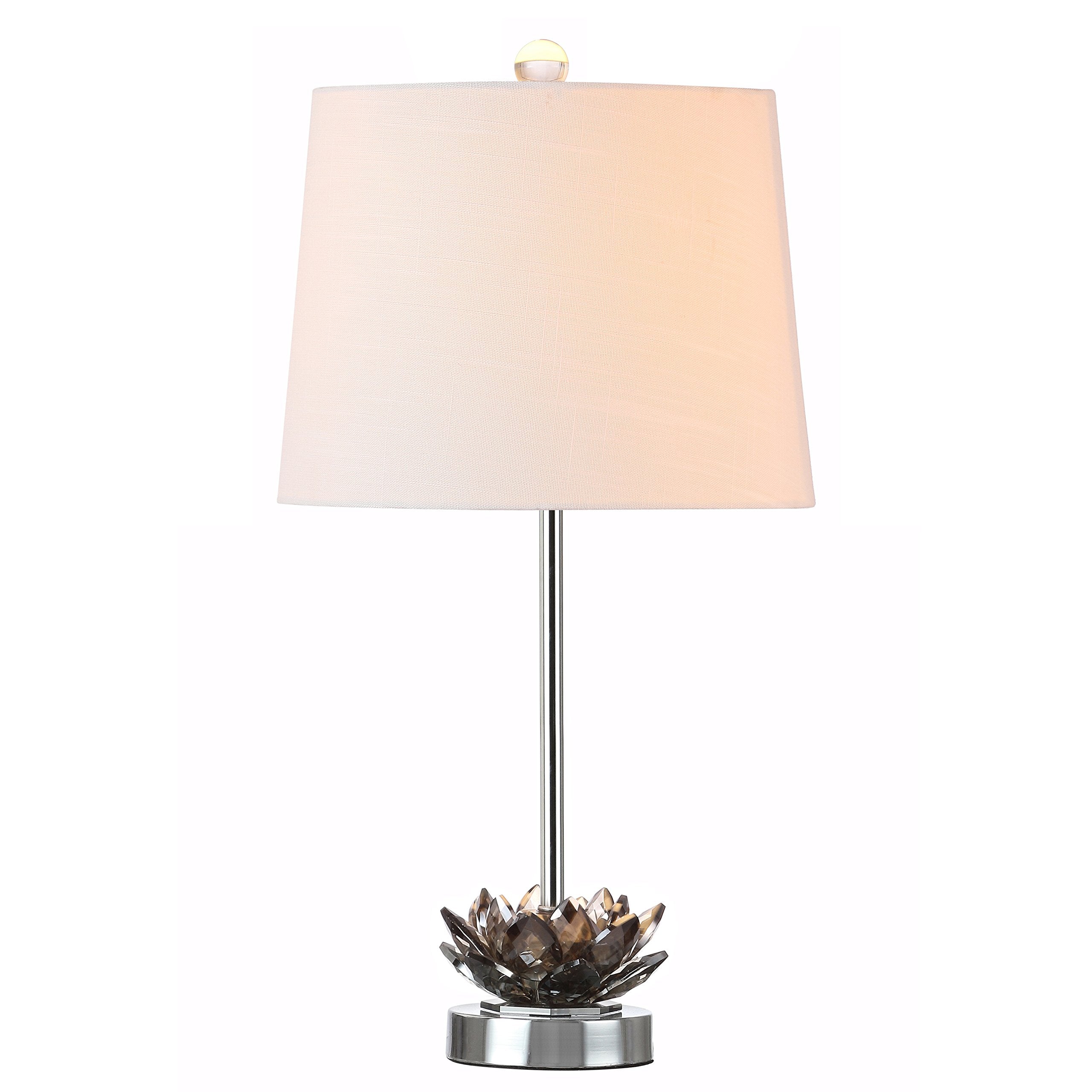 Jonathan Y Jyl2019A Amelia Lotus 25" Crystal Led Table Lamp Contemporary Transitional Bedside Desk Nightstand Lamp For Bedroom Living Room Office College Bookcase Led Bulb Included, Smoke Gray/Chrome
