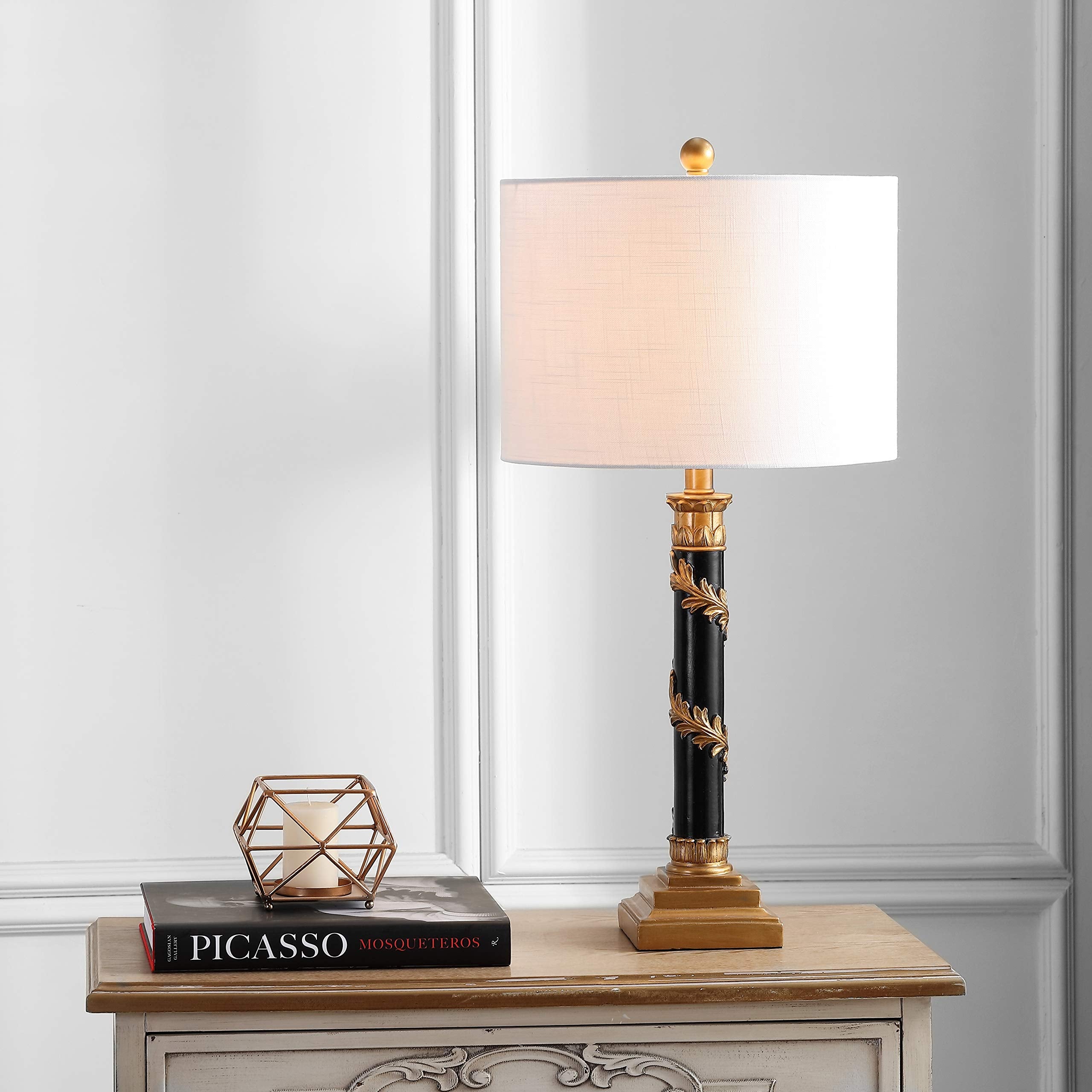 Jonathan Y Jyl3033A Camilla 28.5" Resin Led Table Lamp Traditional Classic Bedside Desk Nightstand Lamp For Bedroom Living Room Office College Bookcase Led Bulb Included, Antique Gold/Black