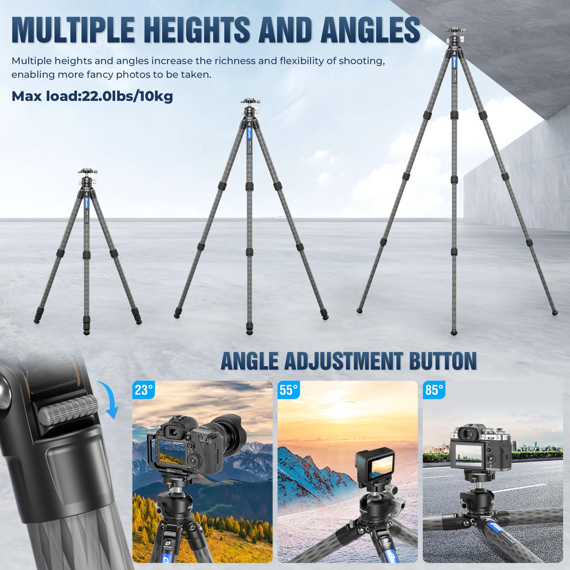 Leofoto Carbon Fiber Tripod For Camera With 360° Panoramic Ball Head, 67" Compact Lightweight Travel Tripod For Dslr Video Camcorder, Max Load 10Kg/22Lbs (Ls-284Cx+Lh-30)