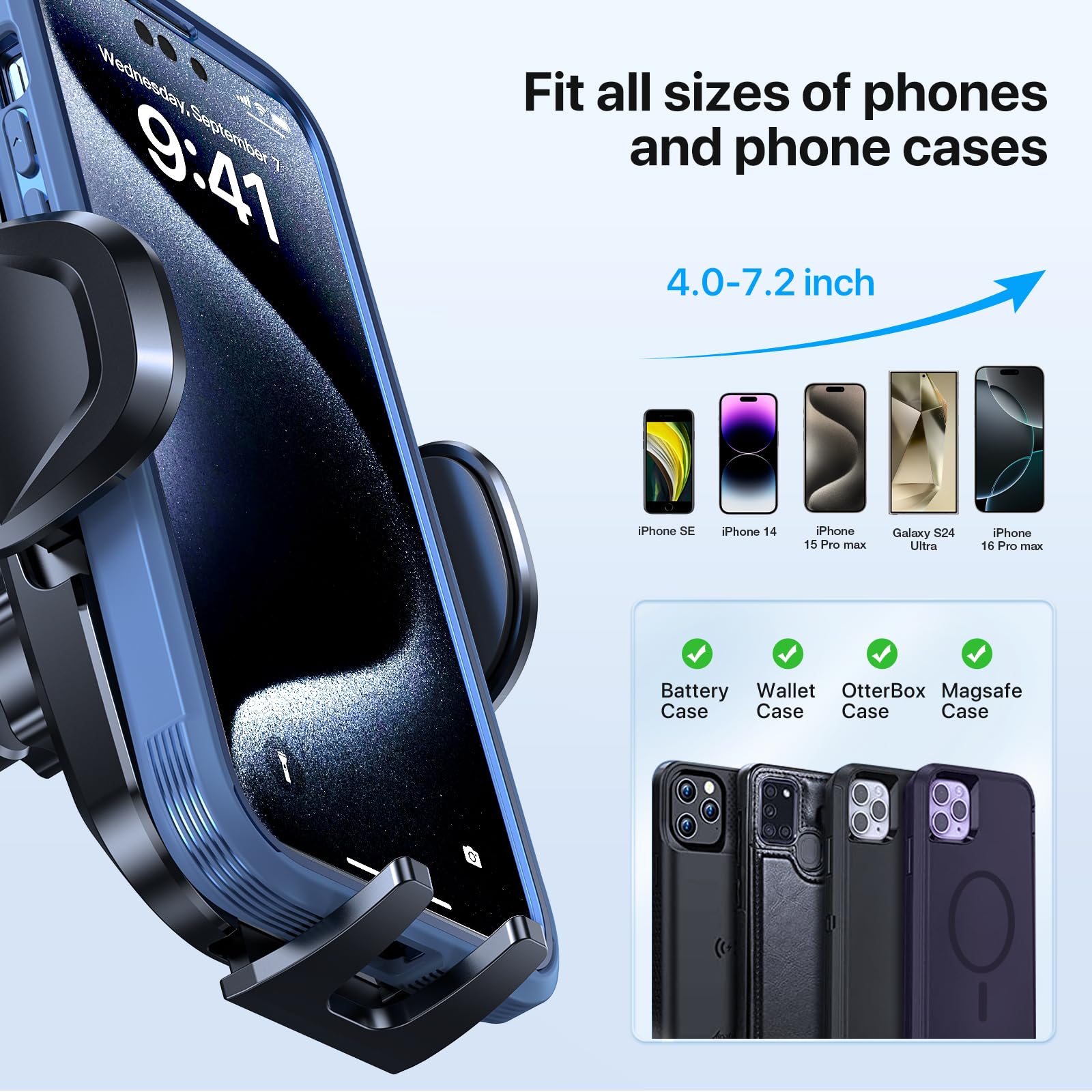 Lotuny Phone Holders For Your Car,  Rotatable Base Phone Holder For Car Dashboard Windshield, Universal Cell Phone Holder Automobile Cradle For Iphone Samsung Google And All Smartphones
