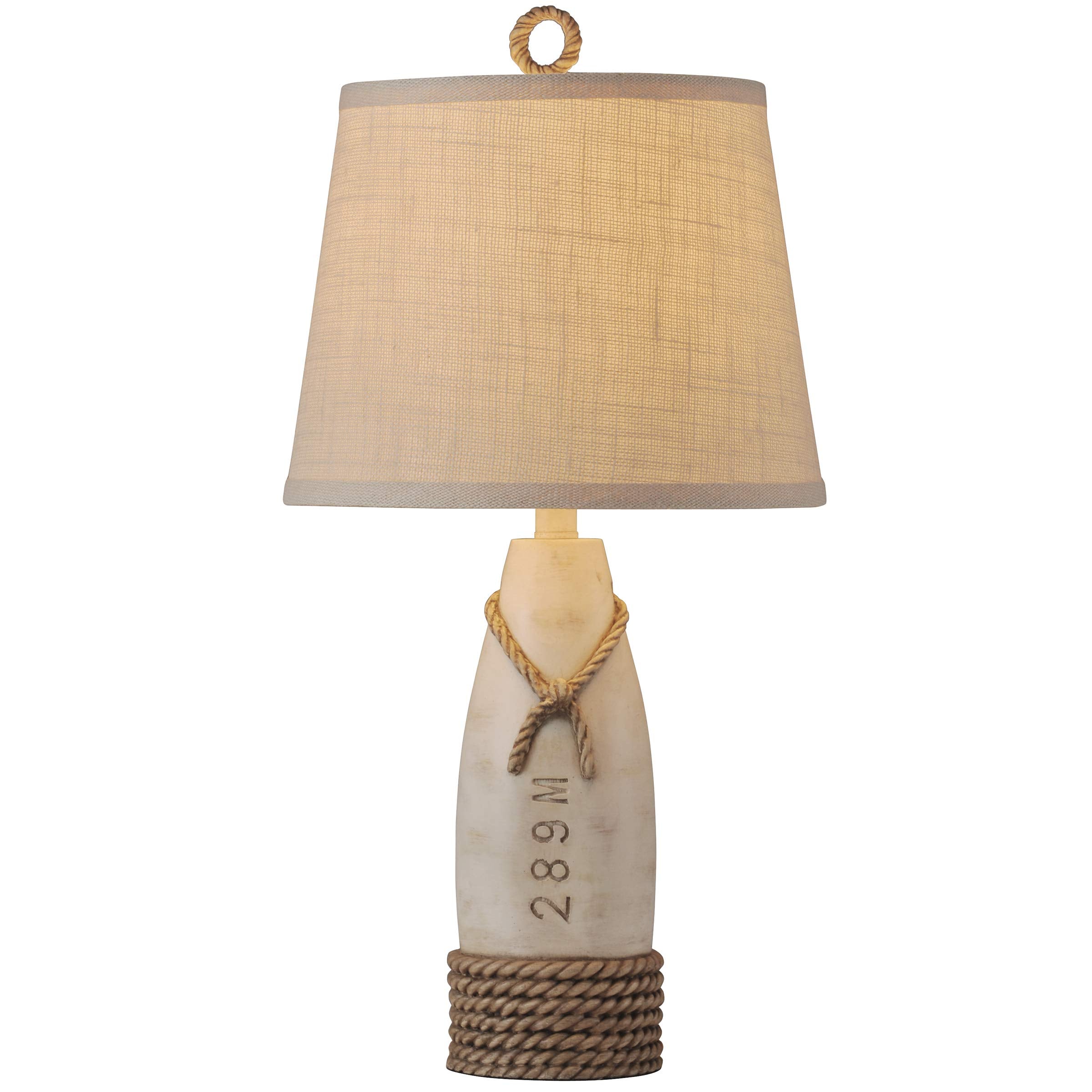 Collective Design L22489Bdsam, Distressed White Finish, Cream Hardback Canvas Shade Table Lamp