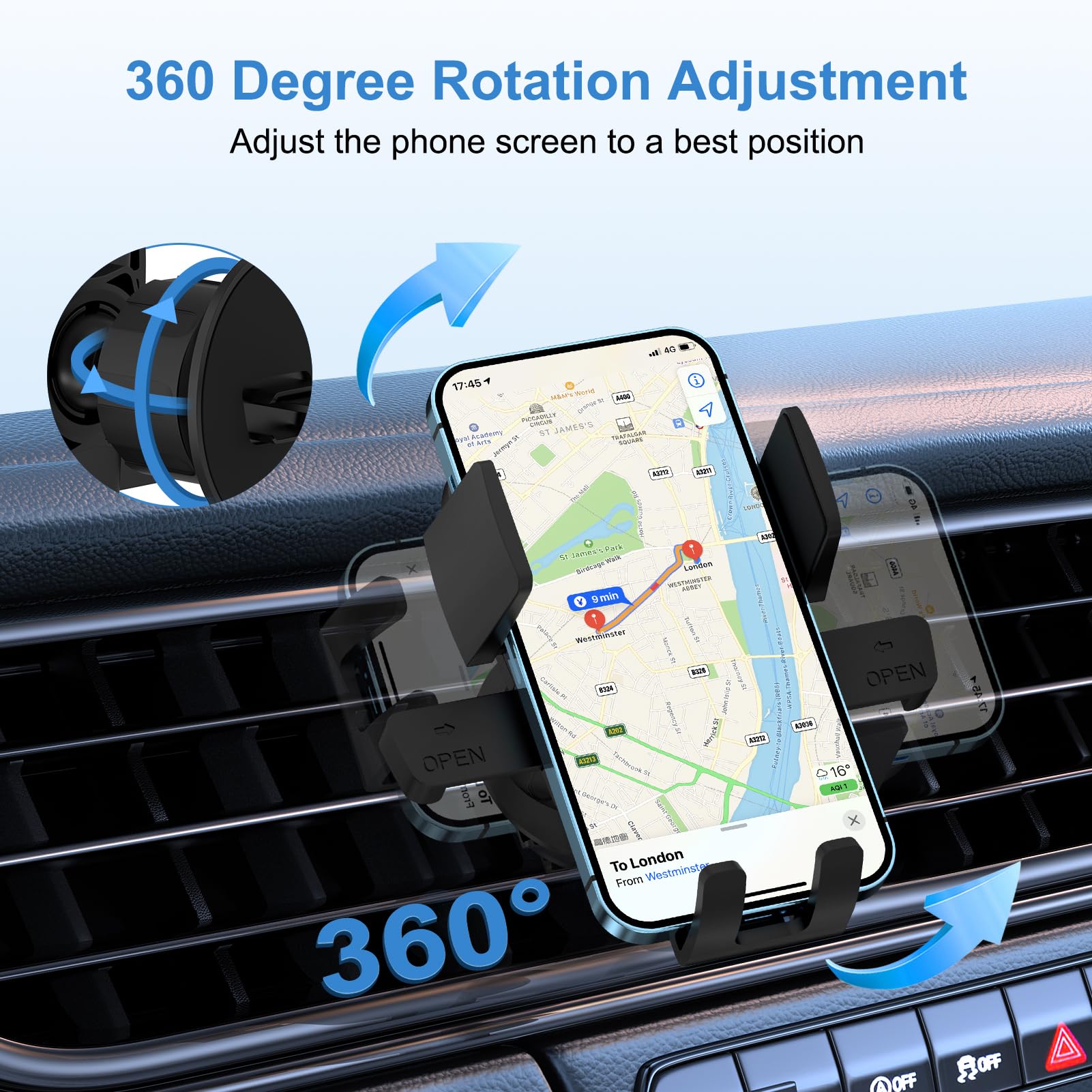 Fivebox Mount On Air Vent Phone Holder For Your Car With Hook Clip, Air Vent Cell Phone Car Mount, Hands  Universal Automobile Cradle Fit For Iphone, Android, And All Smartphones