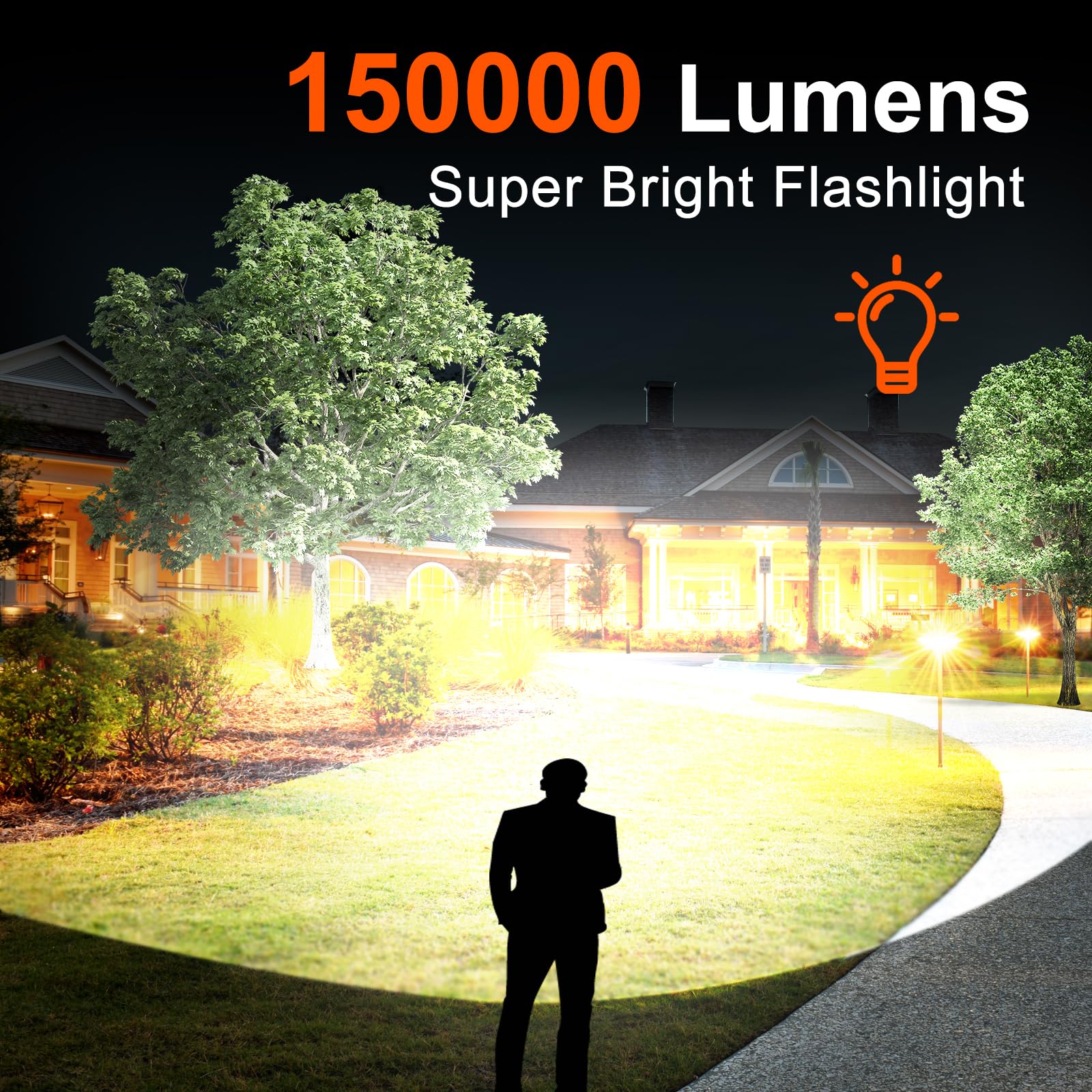 Grace Marci Rechargeable Flashlights, High Lumen Super Bright 150000 Lumens, Led Flashlight With 5 Modes, Ip55 Waterproof, Powerful Handheld Light For Camping, Hiking, Emergency