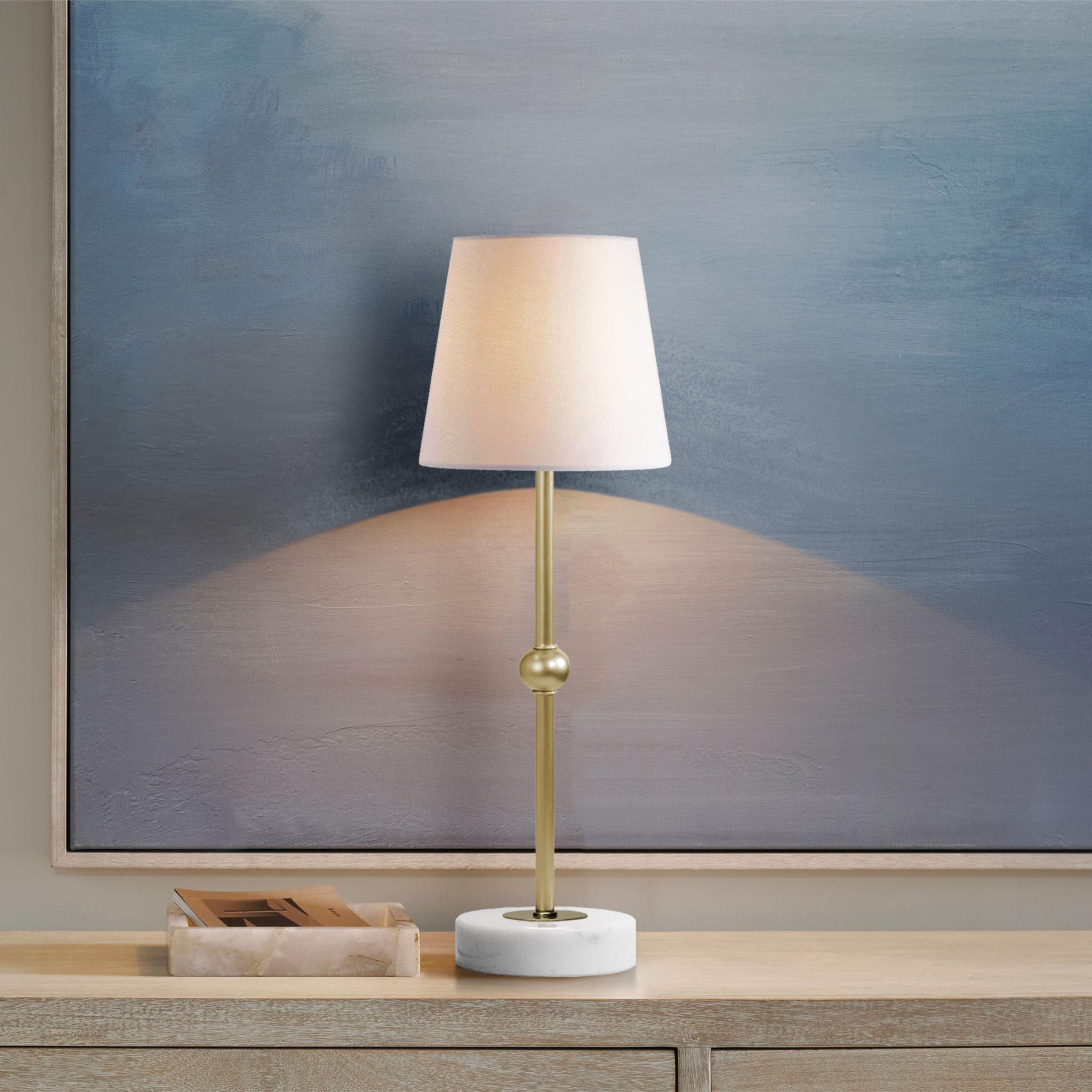 Brasslism 17.5" Cordless Led Table Lamp – Rechargeable & Dimmable With Detachable Magnetic Bulb, Marble Base, Brass Finish, – Affordable Luxury Accent Light For Bedroom, Bar, Restaurant, Urban Decor