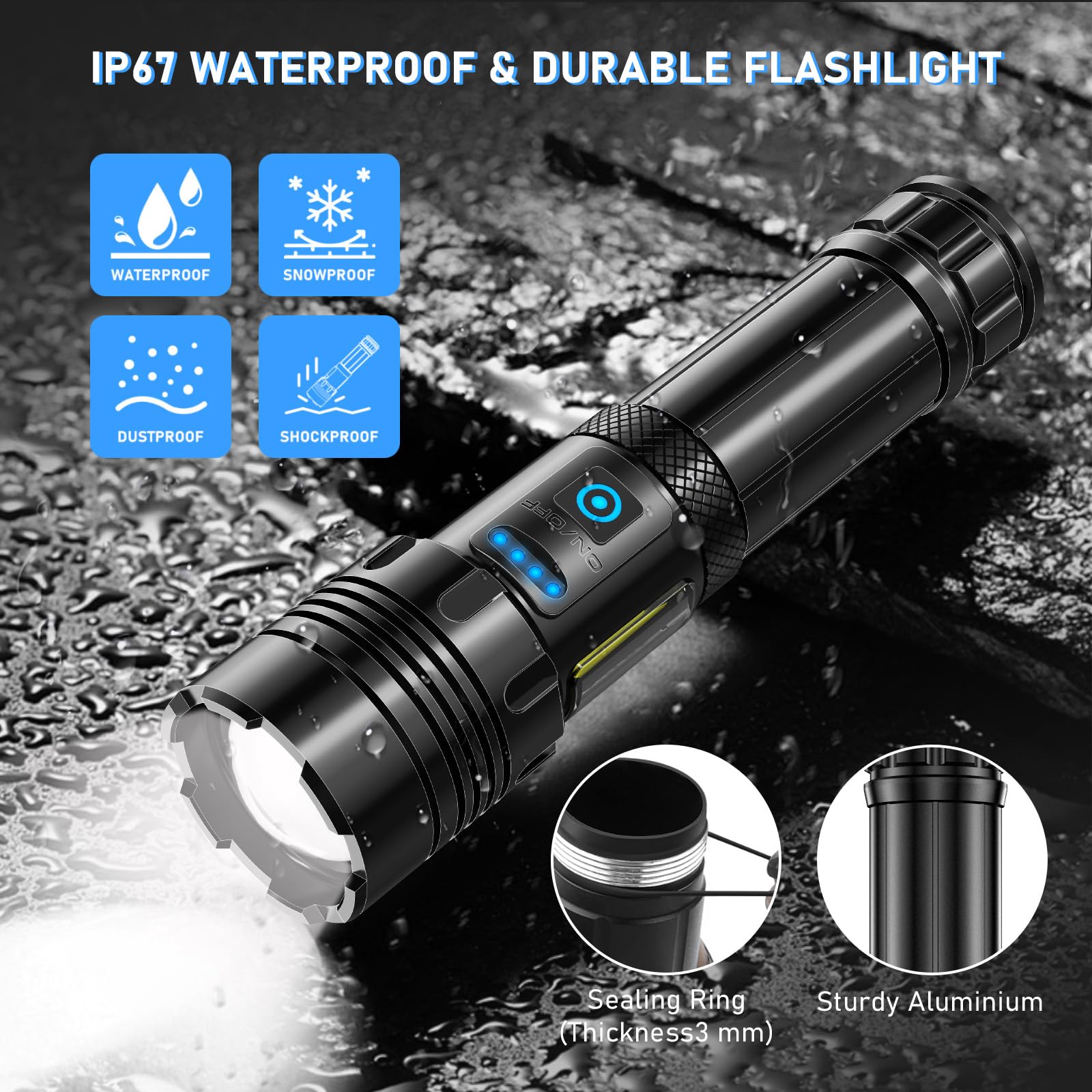 Uiitee Flashlights High Lumens Rechargeable, 2 Pack Led Flashlight 990000 Lumen, Super Bright Flash Light Battery Powered With 7 Light Modes, Handheld Flashlight Powerful Linterna For Emergency