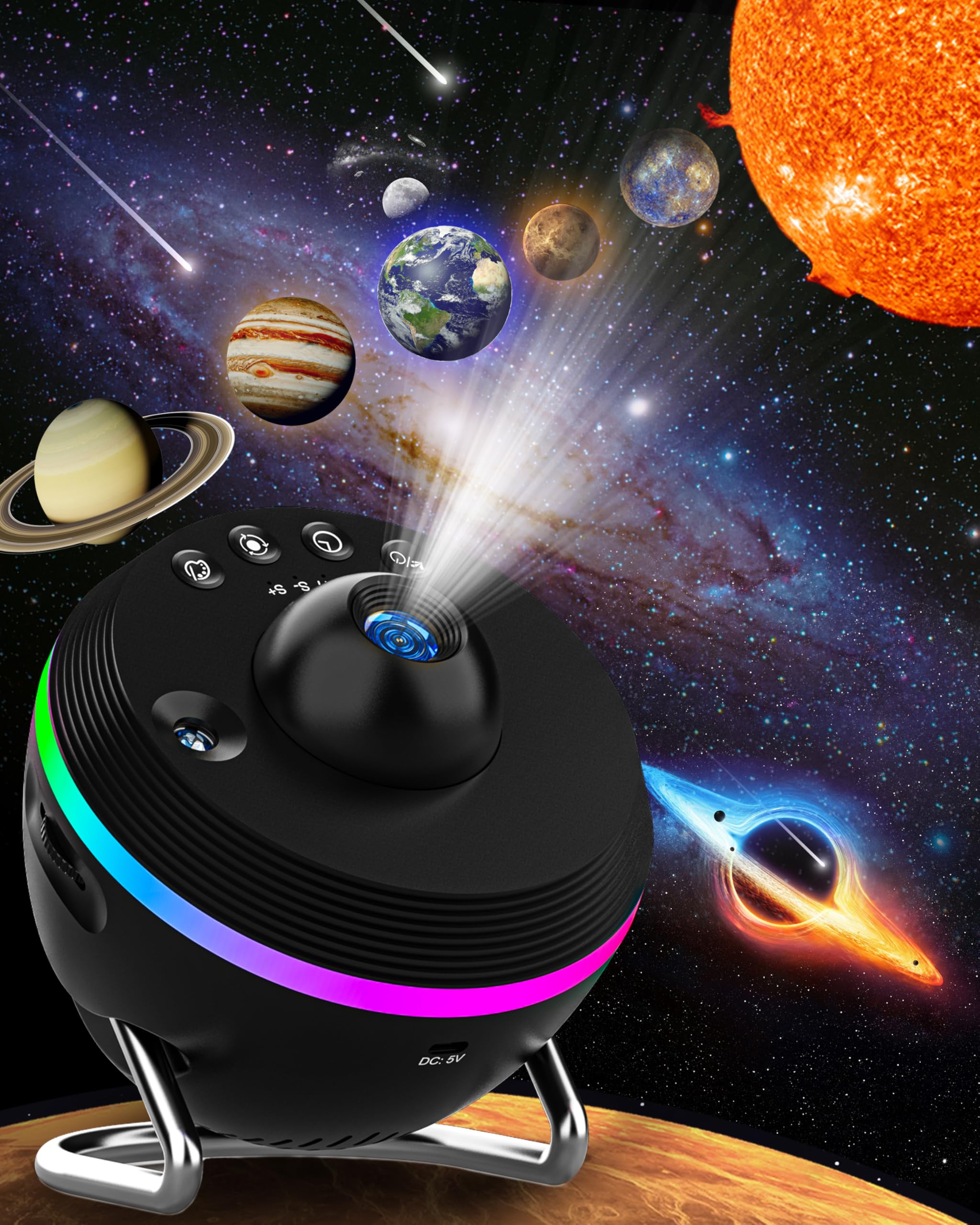 Flewken Galaxy Projector - 13 In 1 Planetarium Star Projector - Solar System Projector For Kids Bedroom Ceiling Decor - Realistic Starry Sky Night Light With Timer, Dynamic Meteor, Rgb Lighting Effects