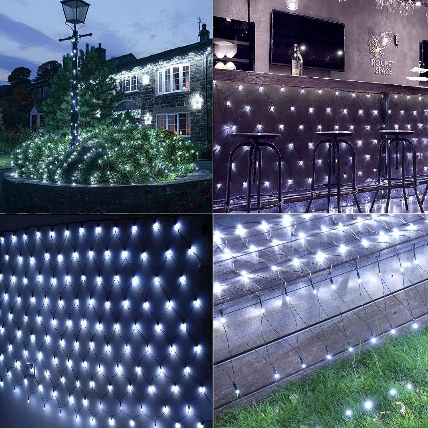 Ibaycon Solar Christmas Net Lights, 5Ft 5Ft Mesh With 8 Modes, Waterproof Bush Lights For Xmas Trees, Party, Garden, Wedding, Outdoor Decorations (White)