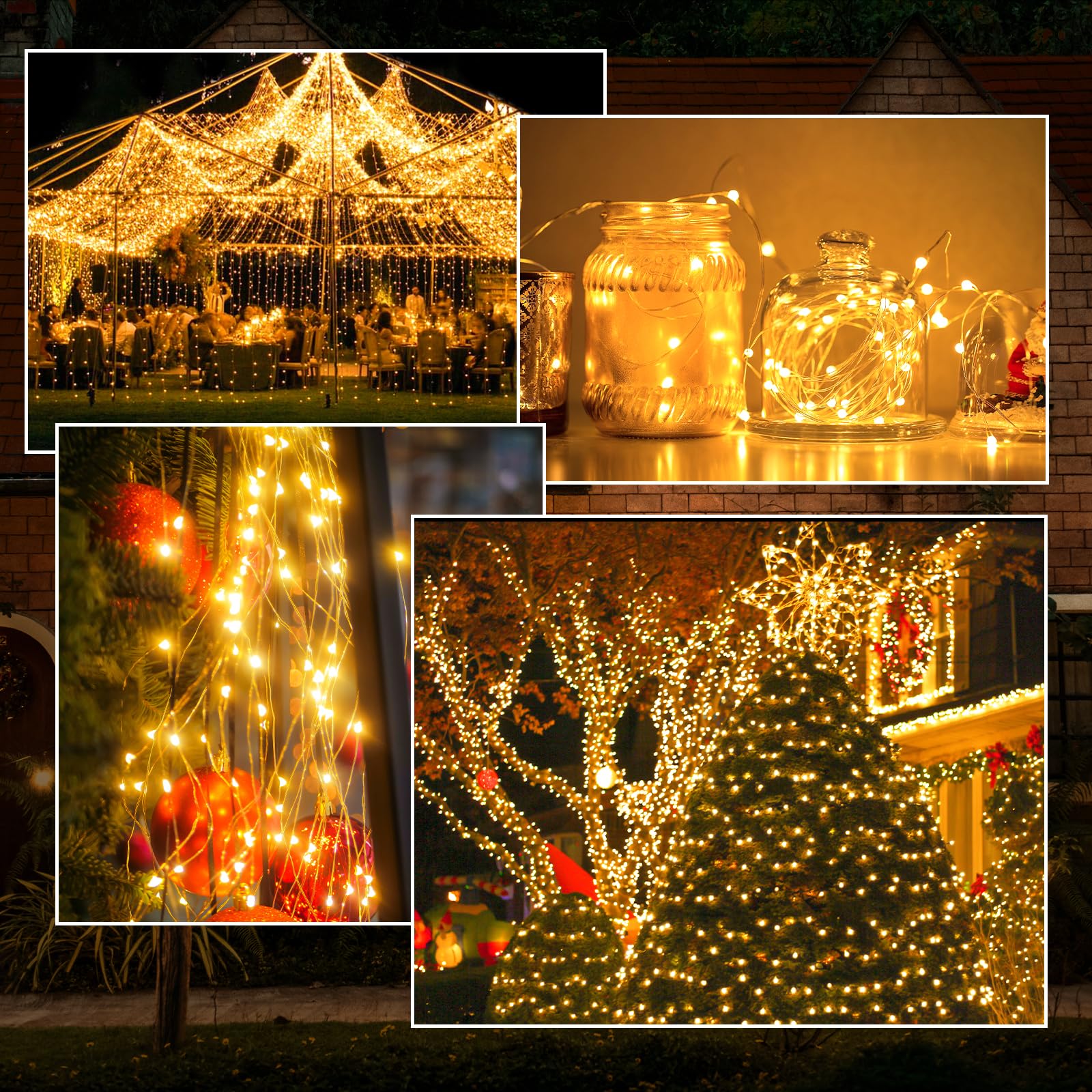 Selarlyt 2-Pack 200 Led Solar String Lights For Outside,Solar Fairy Lights For Outside Waterproof,Solar String Lights Outdoor With 8 Modes For Christmas Tree,Balcony, Party,Wedding Decorations (Warm White)