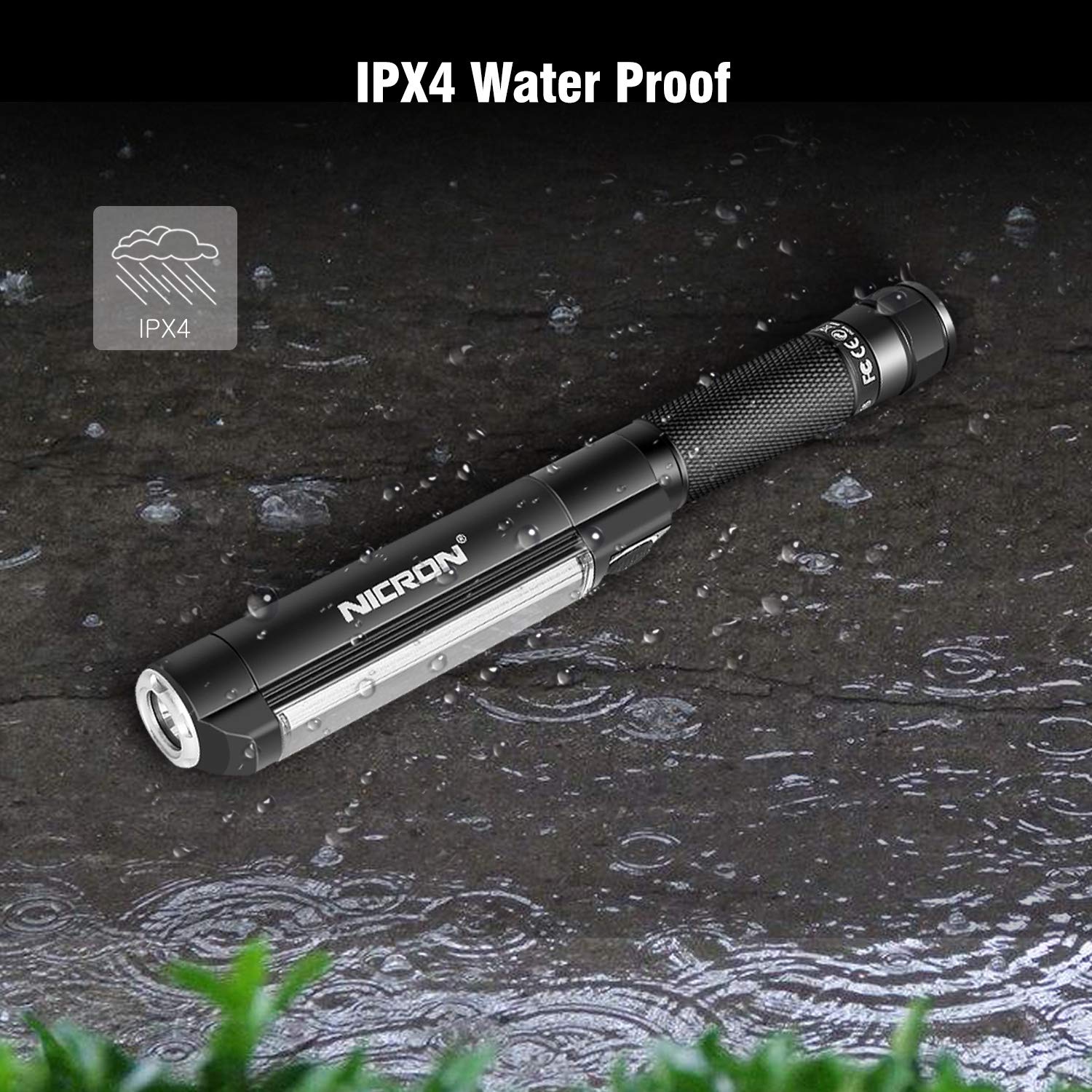 Nicron Worklight Flashlight Pocket Cob Magnetic Base Work Light, 500 Lumens Inspection Pen Light 5 Modes Led Flood Beam Wl15 Handheld Led Flashlight 3Aaa For Car Repair, Household And Outdoor Use
