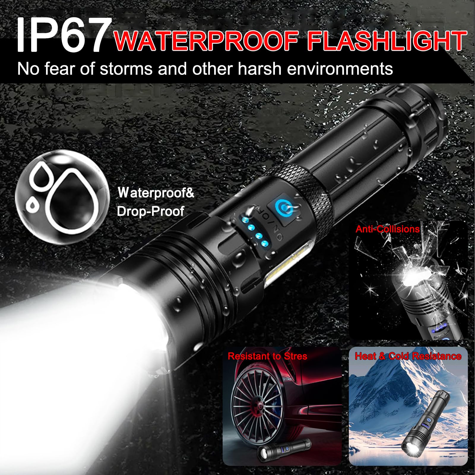 Btyhomshelf 7 Mode Flashlights High Lumens Rechargeable,3Pack Led Flashlight Rechargeable,Handheld Adjustable Super Bright Flashlight,Utility Flashlight For Camping Hiking Emergencies(Not Include Battery)