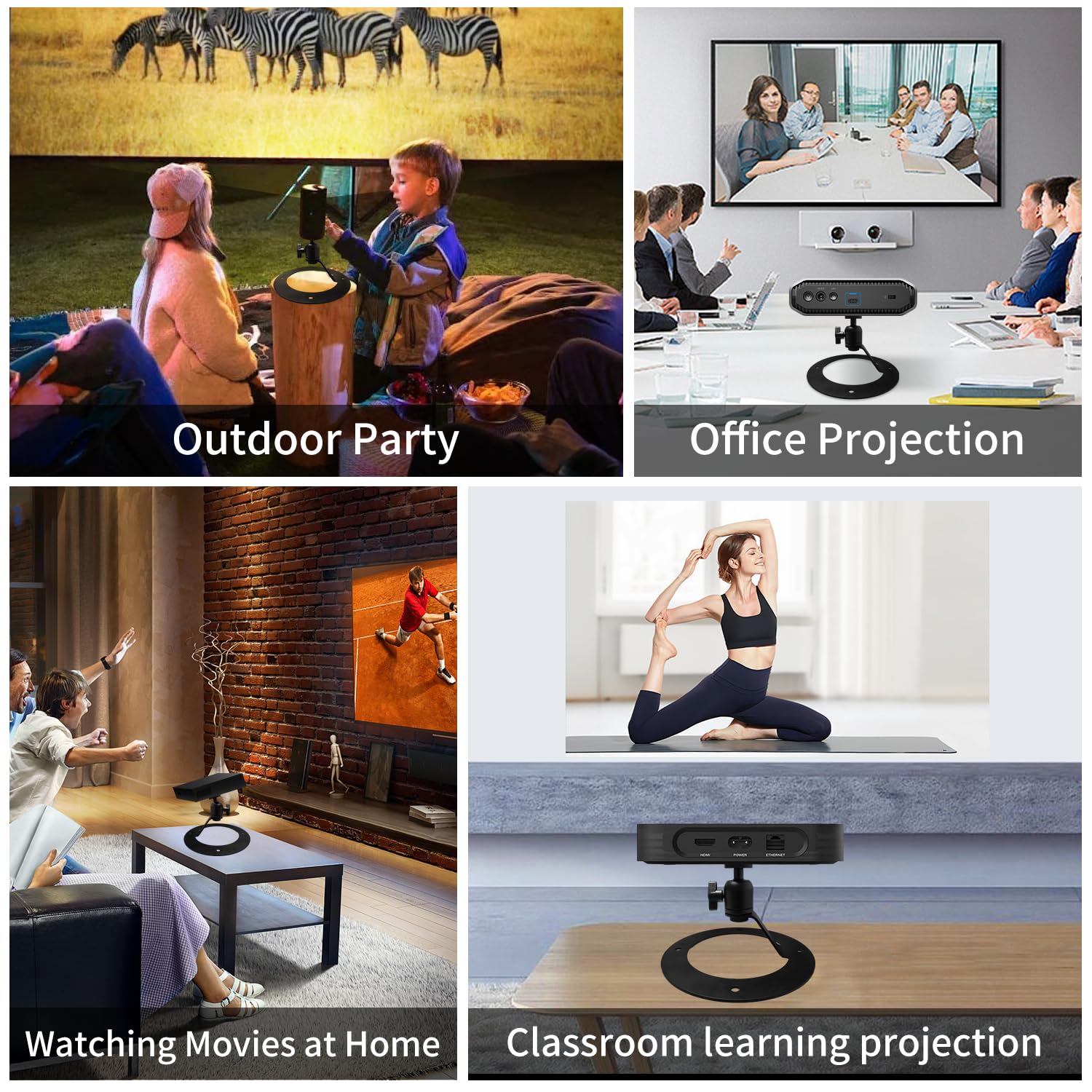 Tonalee Projector Stand Table Tripod: Ballhead Angle 360 Degree Adjustable With 1/4" Screw For Most Projectors Webcams