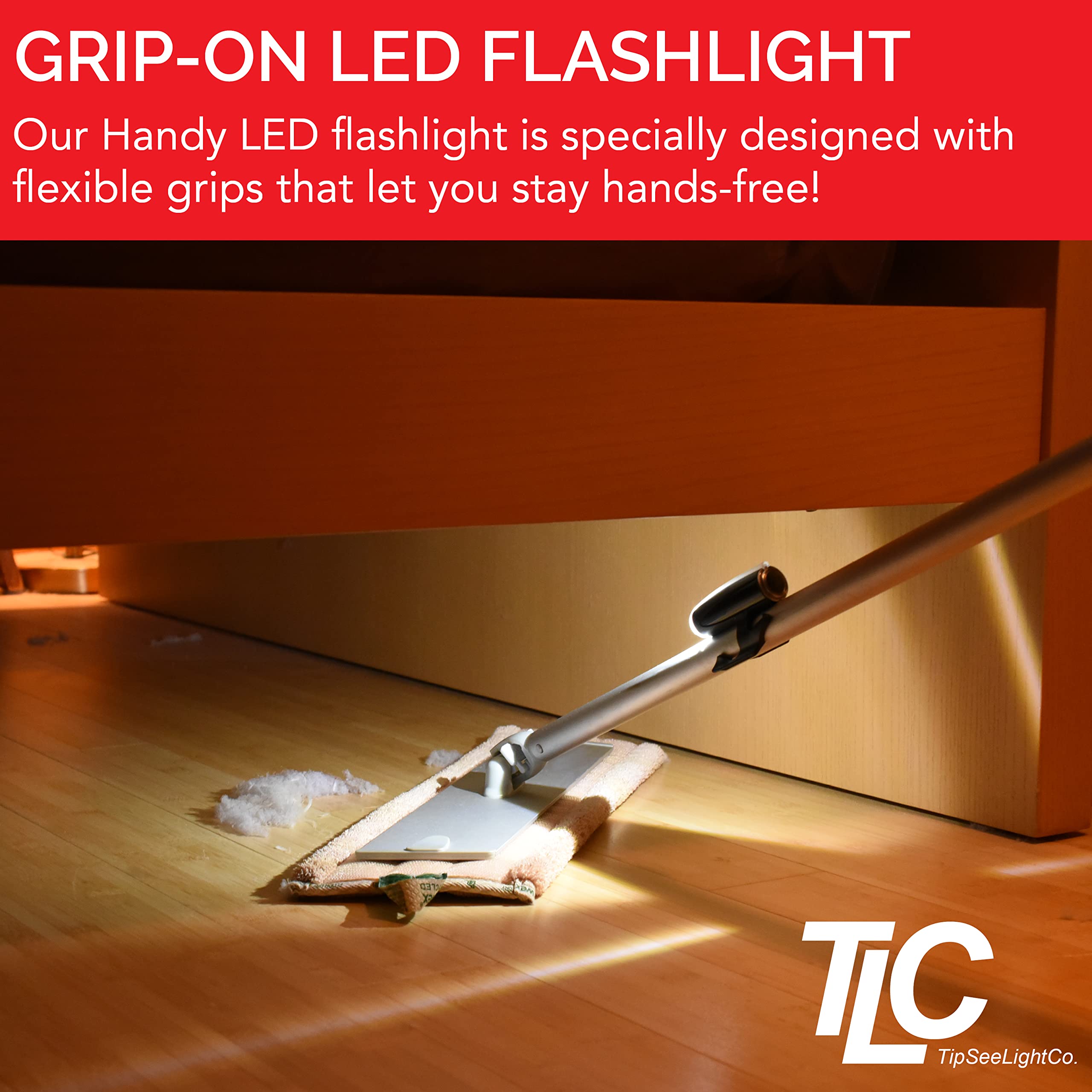 Tipsee Light Co Handy-Lite Snap-On Hands  Led Flashlight  100 Lumen Led Clip On Flashlight For Use With First Aid Kit, Home Improvement, Car Visor, Hat Brim  Ipx4 Water Resistant  Aa Battery