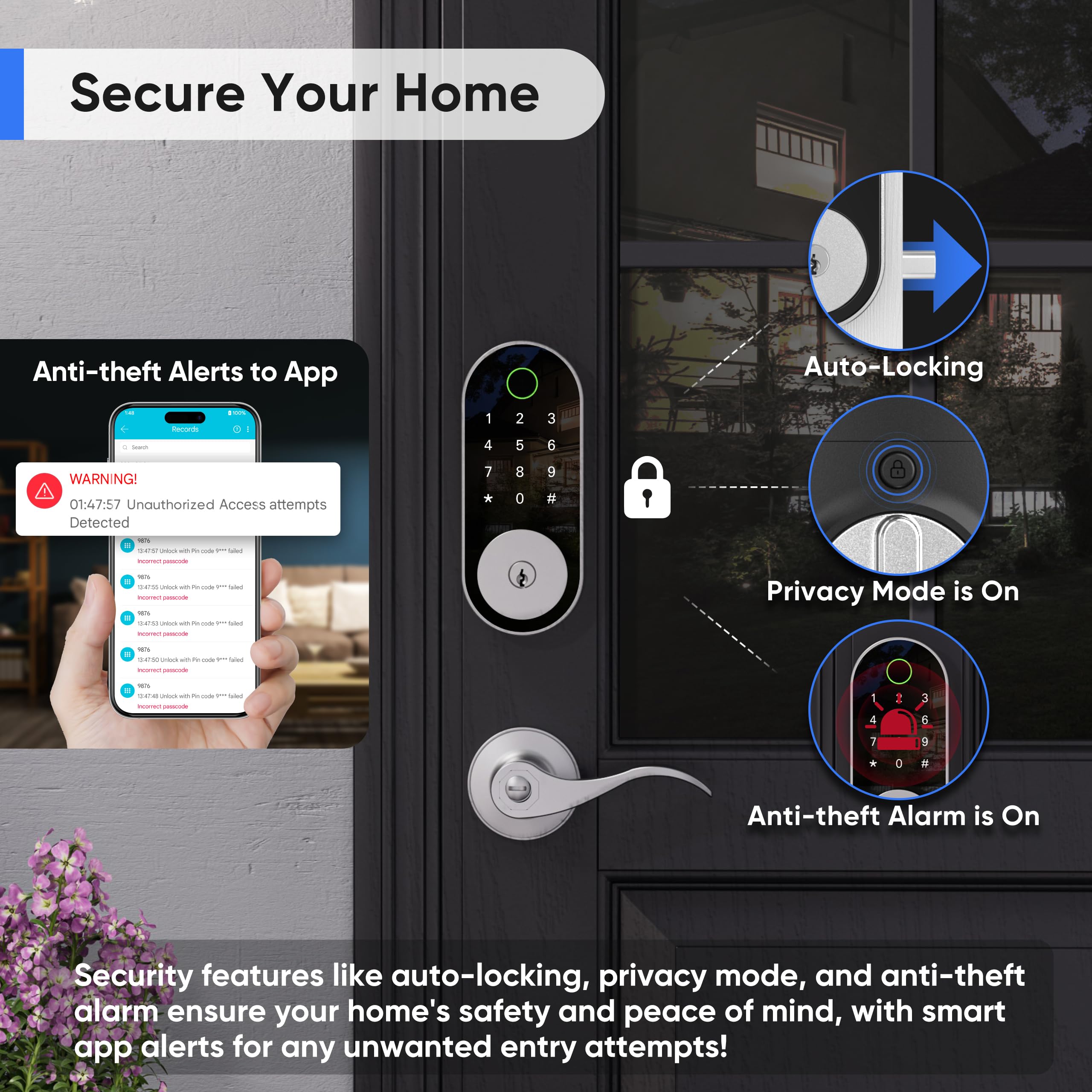 Sifely Keyless-Entry Door-Lock Deadbolt Smart Lock: Electronic Deadbolt Lock With Keypad, Fingerprint & Code Access, Digital Door Keypad For Front Doors, Entry Doors And Exterior Doors (Nickel)