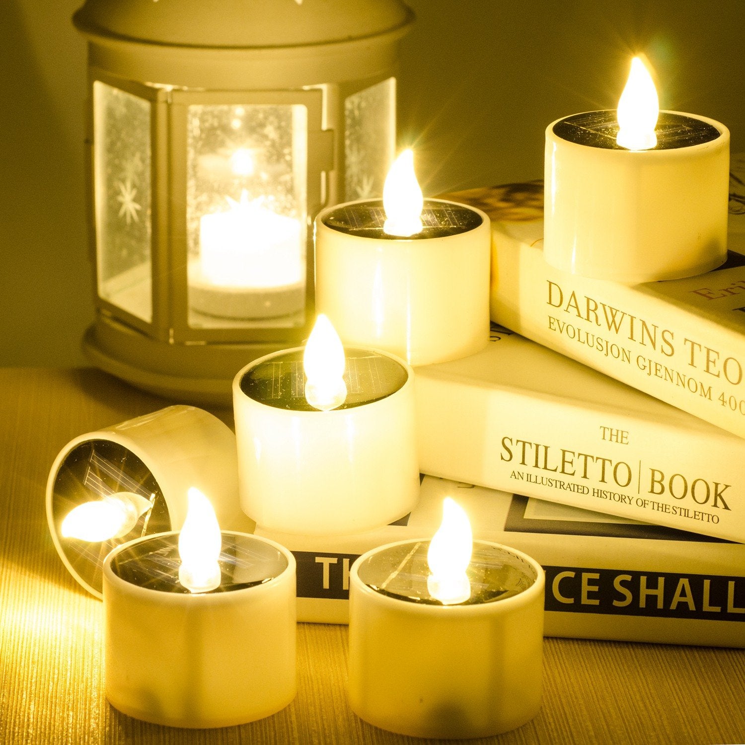 Soulbay 6Pcs Solar Power Tea Lights Outdoor Candle Flameless Flicker Ip65 Waterproof Rechargeable Led Candles With Dusk To Dawn Sensor For Lantern Garden Camping Party Home Decorations, 2.3" X 2"