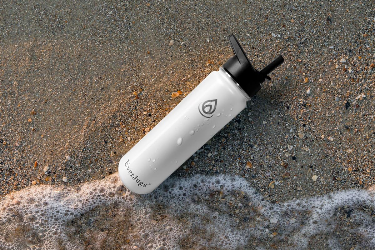 Water Bottle - 22 Oz, Wide Mouth, Premium Stainless Steel Bottle With Straw Lid, Double Walled