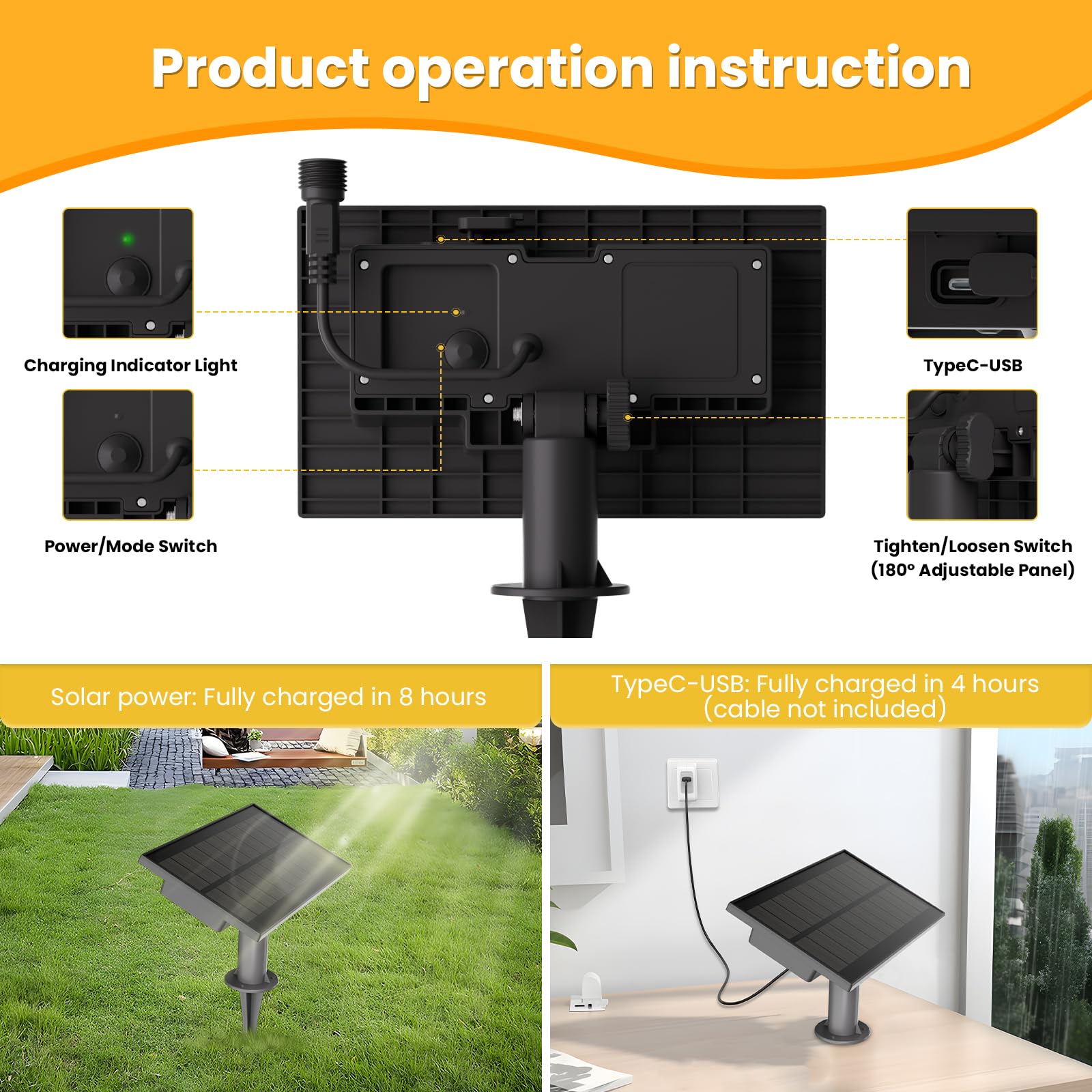 Zotoyi Solar String Lights Outdoor Waterproof Ip65 100Ft With Usb Port And 50+2 Shatterproof G40 Bulbs, Up To 8-12 Hours For Using, Led Solar Powered Patio Lights For Outside, Patio, Porch, 2200K