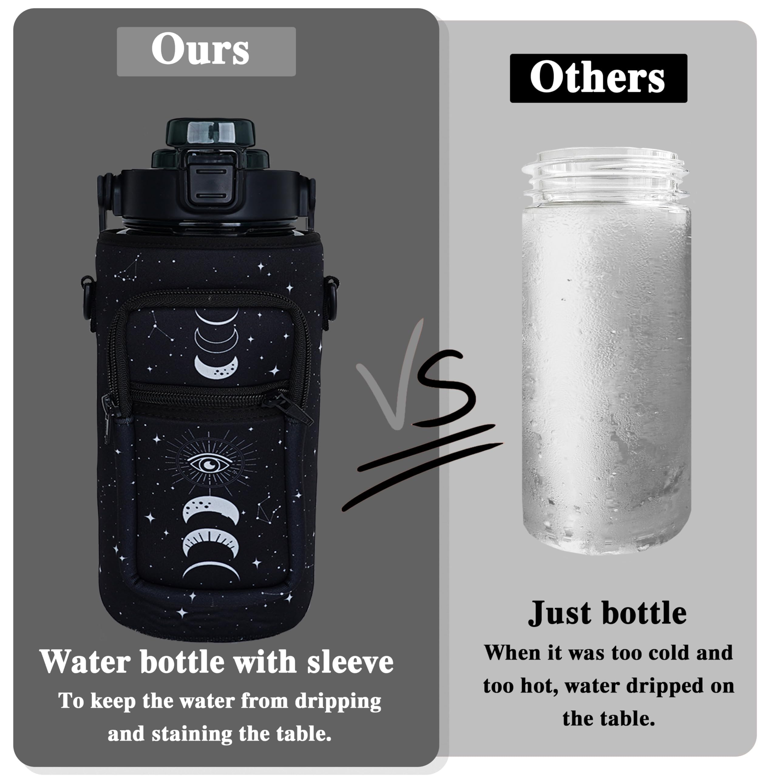 64 Oz Water Bottle With Straw Sleeve & Strap Motivational Half Gallon Water Jug With Handle