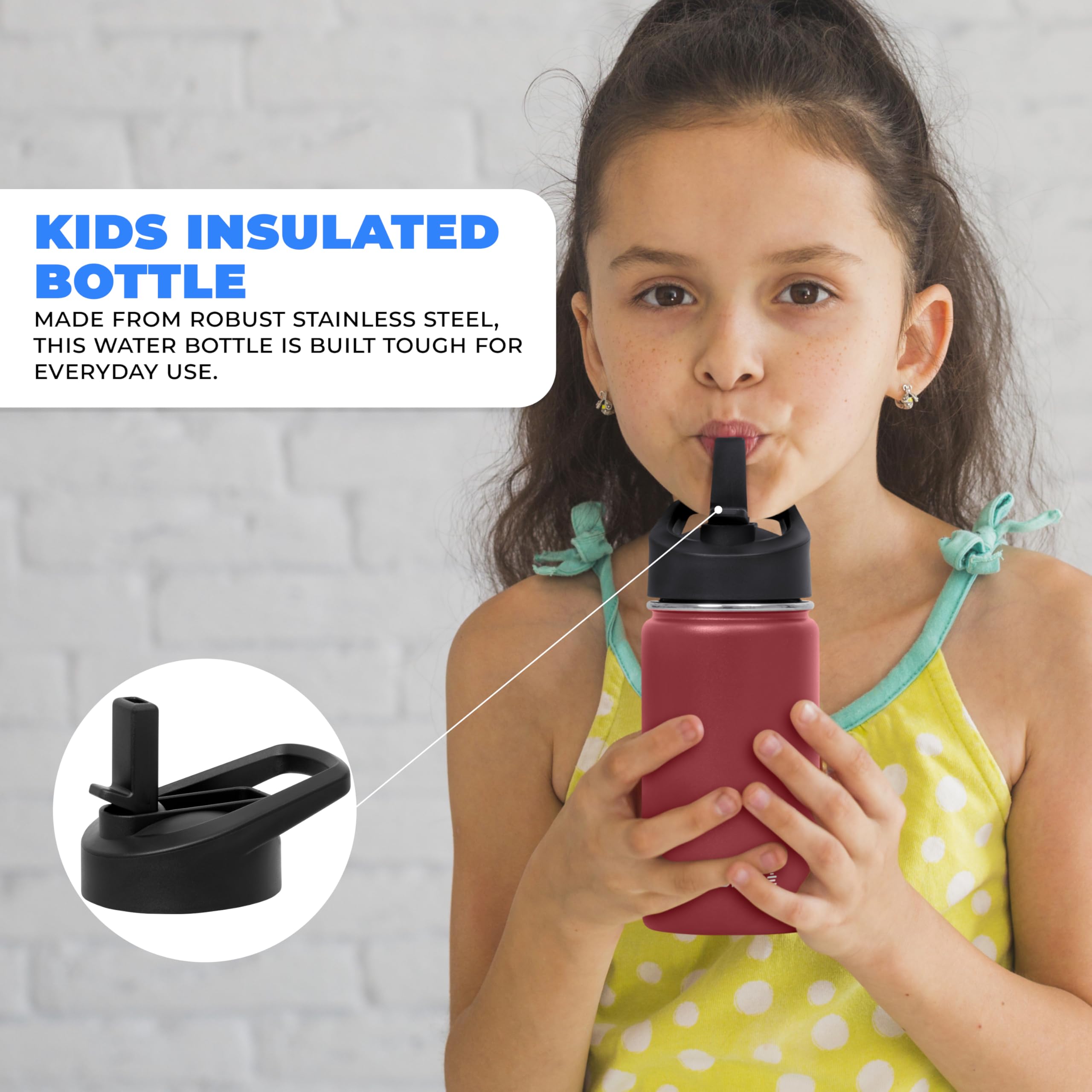 Hydrate Kids Stainless Water Bottle - Small Insulated Water Bottle For Kids - Spill Proof Lid