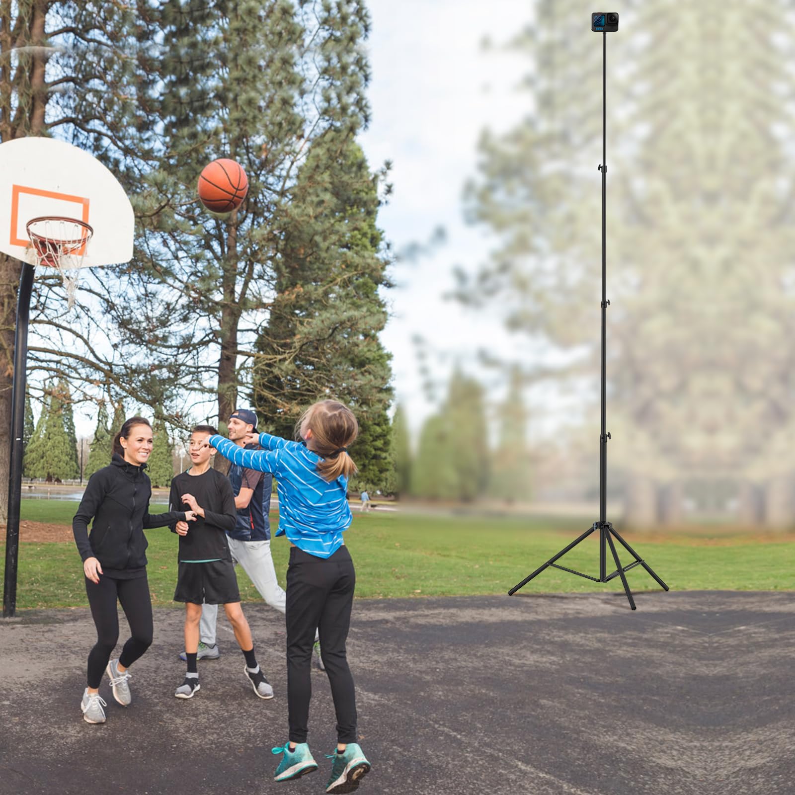 Geordgy 20' Heavy Duty Tripod Stand, 240''/20Ft/600Cm Air-Cushioned Super Tall Telescoping Light Stand For Photography, Video, 360 Gimbal, Action Camera, Sports, Gopro