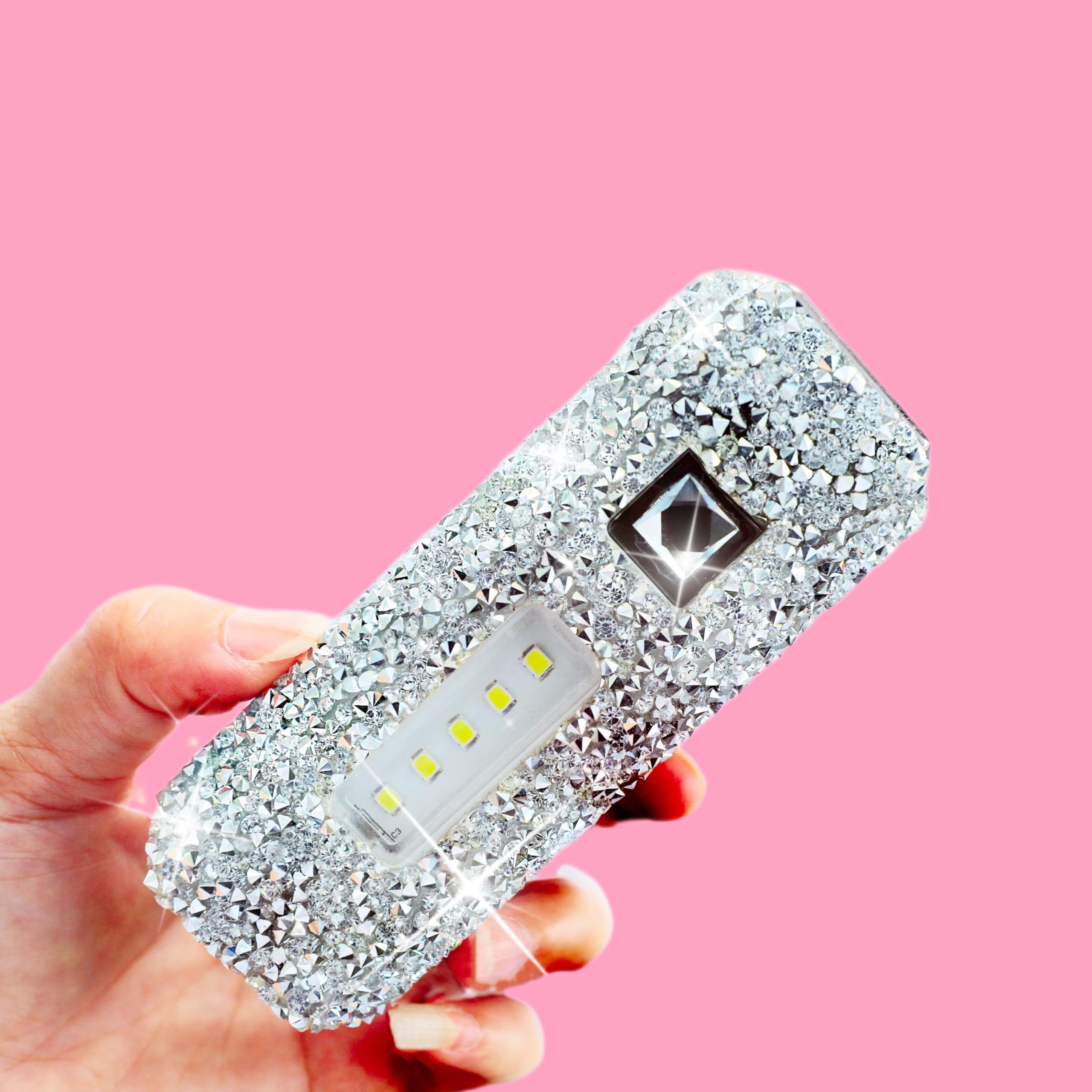 Mxcver Bling Flashlight Rhinestone Sparkly Glitter Flash Light For Woman Diamond Decor Cute Pink Flashlight Camping Essentials