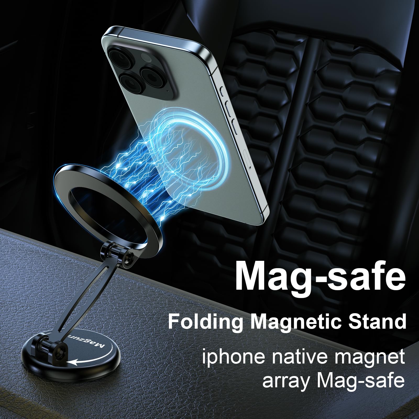 Magzurnd For Magsafe Car Holder, 17 Ultra-Strong Magnets, 360° Rotating Magnetic Phone Holder For Dashboard, Compatible For Iphone 15/14/13 Pro Max/Plus/Mini And Magsafe Cases
